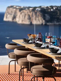 a room with furniture and a potted plant