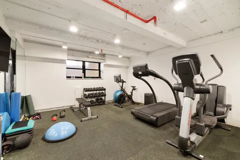 a room with gym equipment