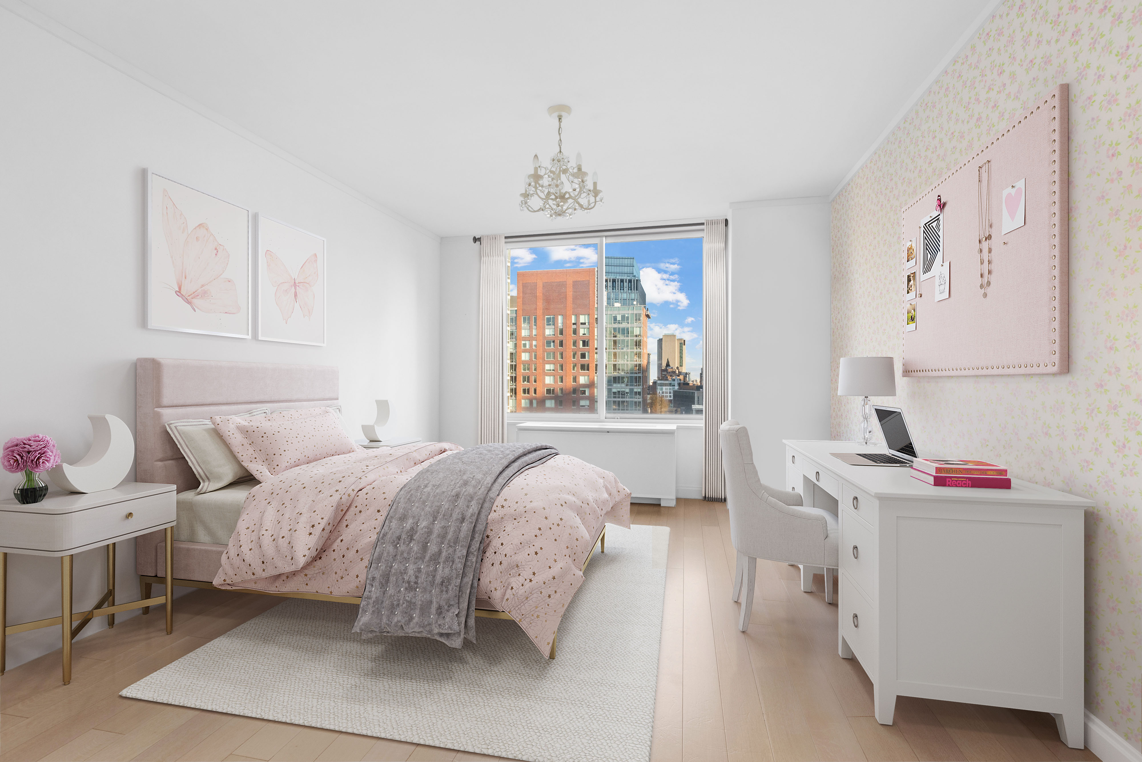 212 Warren Street, Unit 20A Manhattan, NY 10282 - Photo 16 of 23 a bedroom with a bed and a window