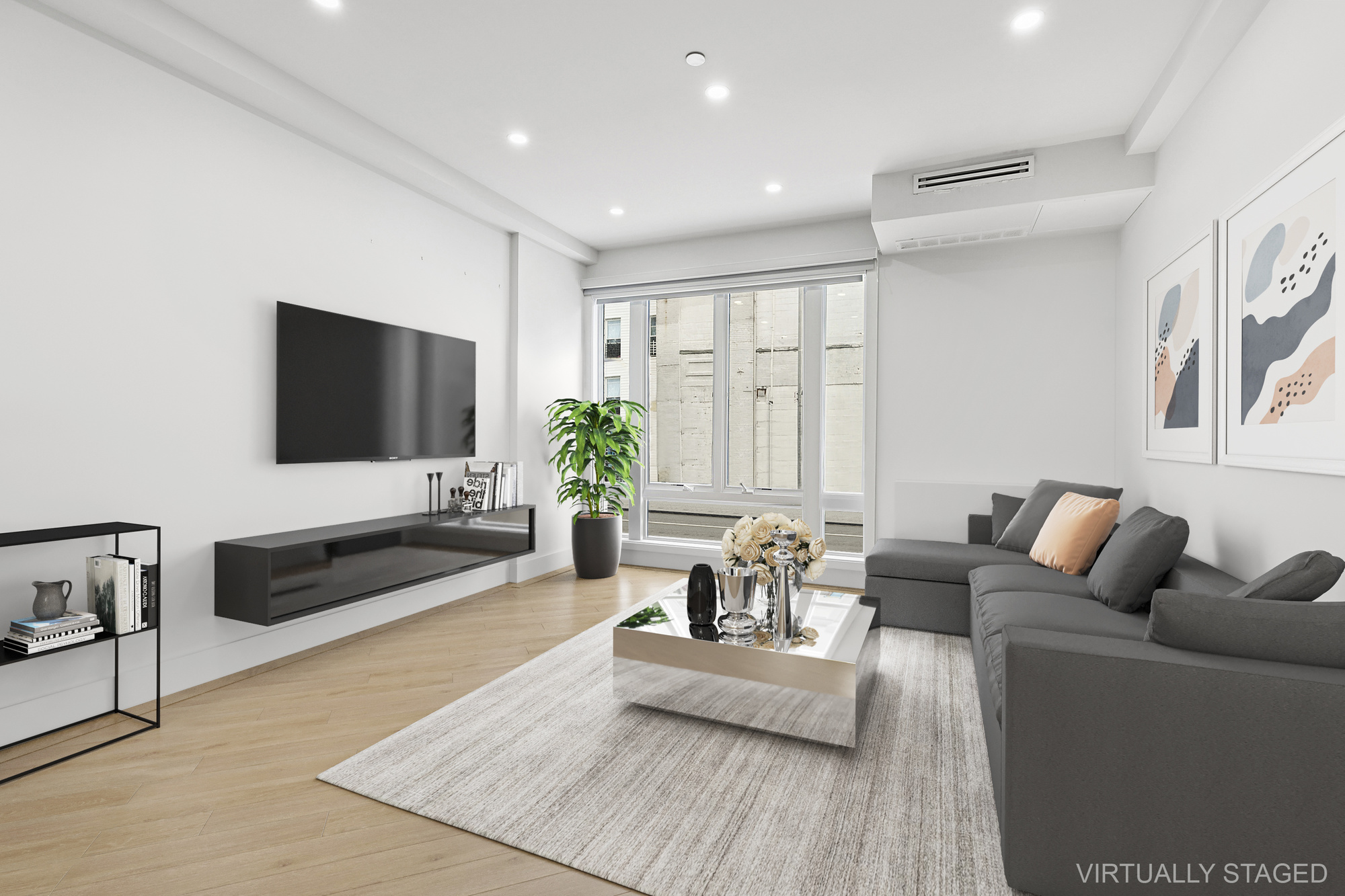 483 Hart Street, Unit 1 Brooklyn, NY 11221 - Photo 7 of 18 a living room with furniture and a flat screen tv