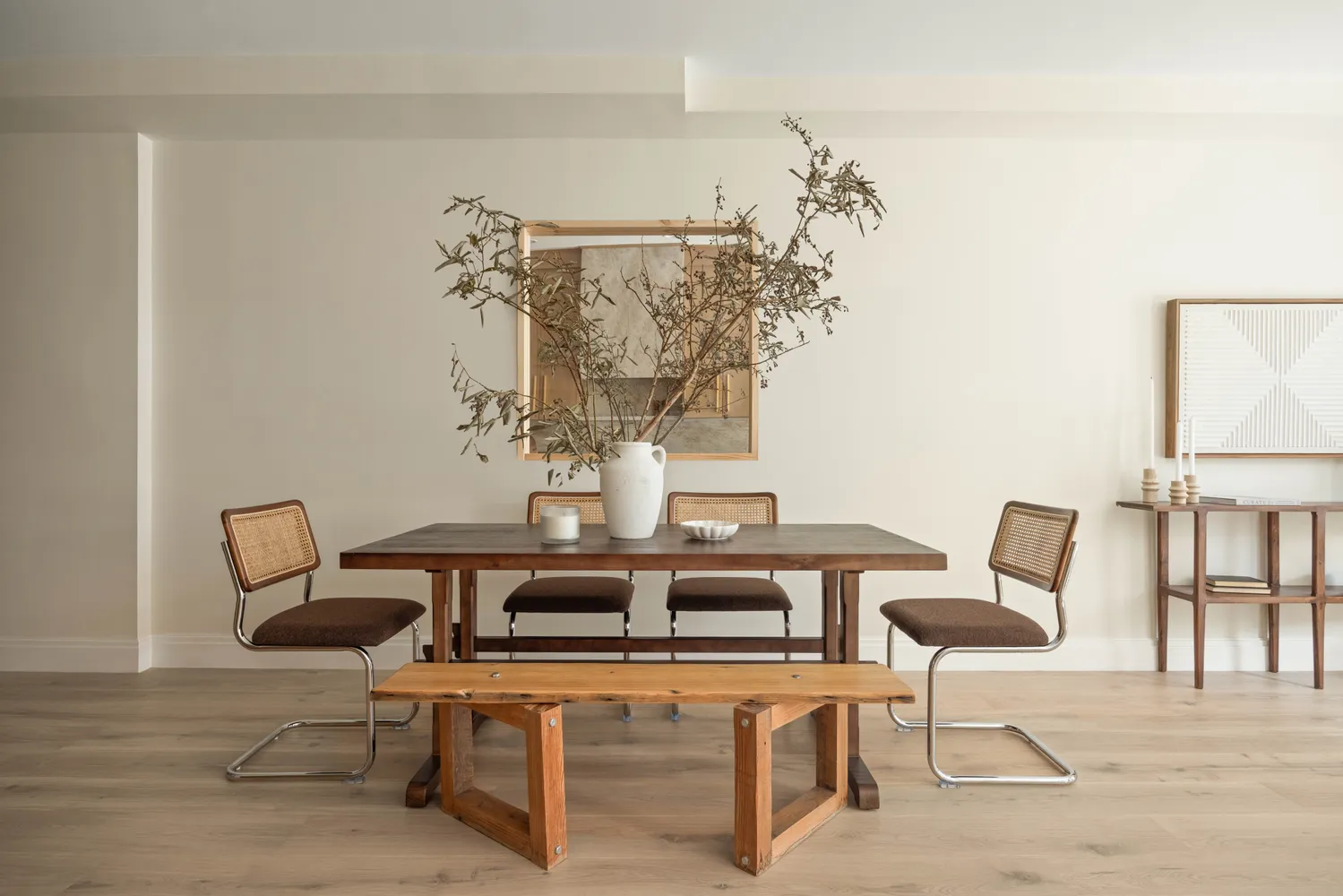 a work room with furniture and wooden floor