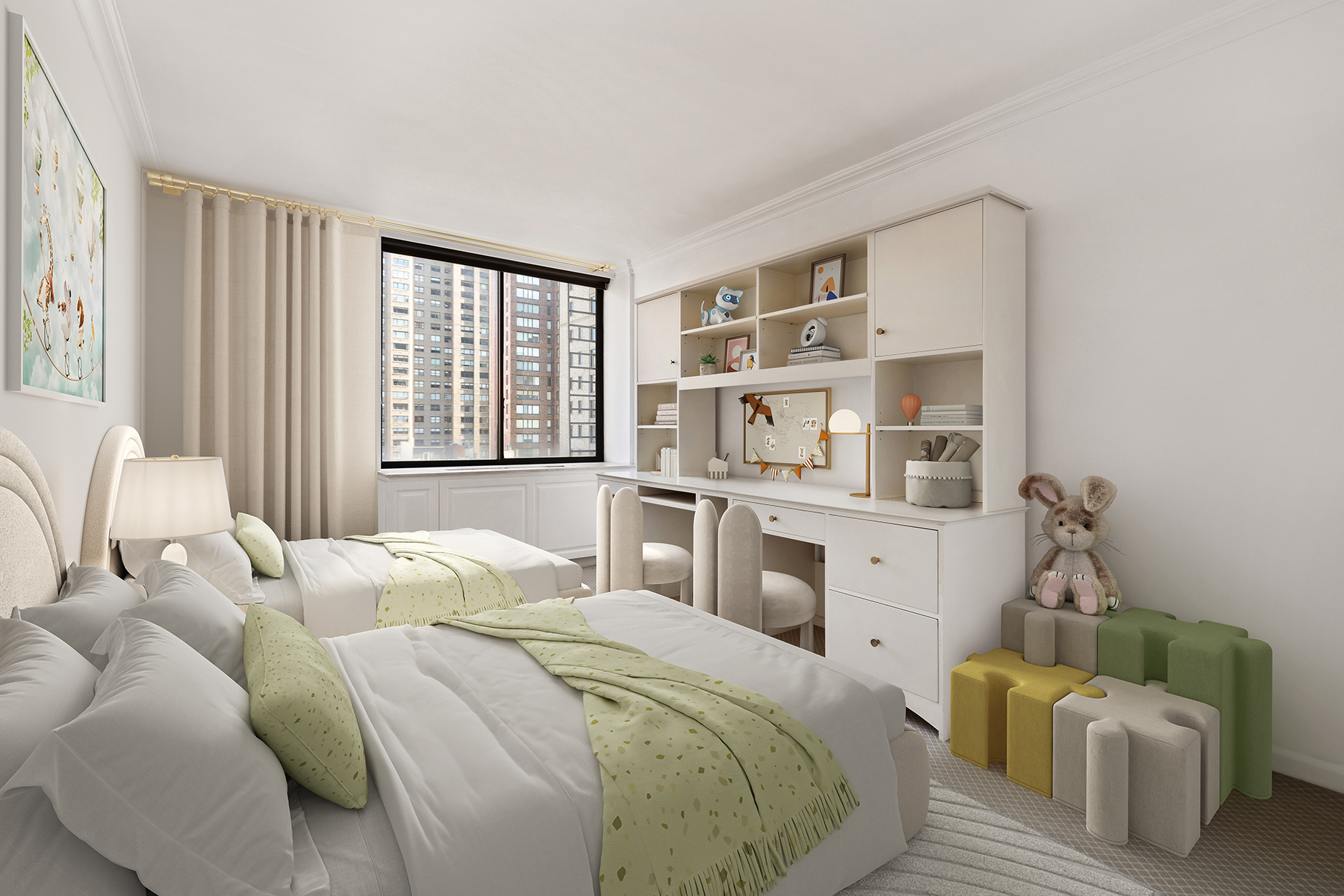 525 East 80th Street, Unit 11A Manhattan, NY 10075 - Photo 5 of 12 a bedroom with a bed and a couch