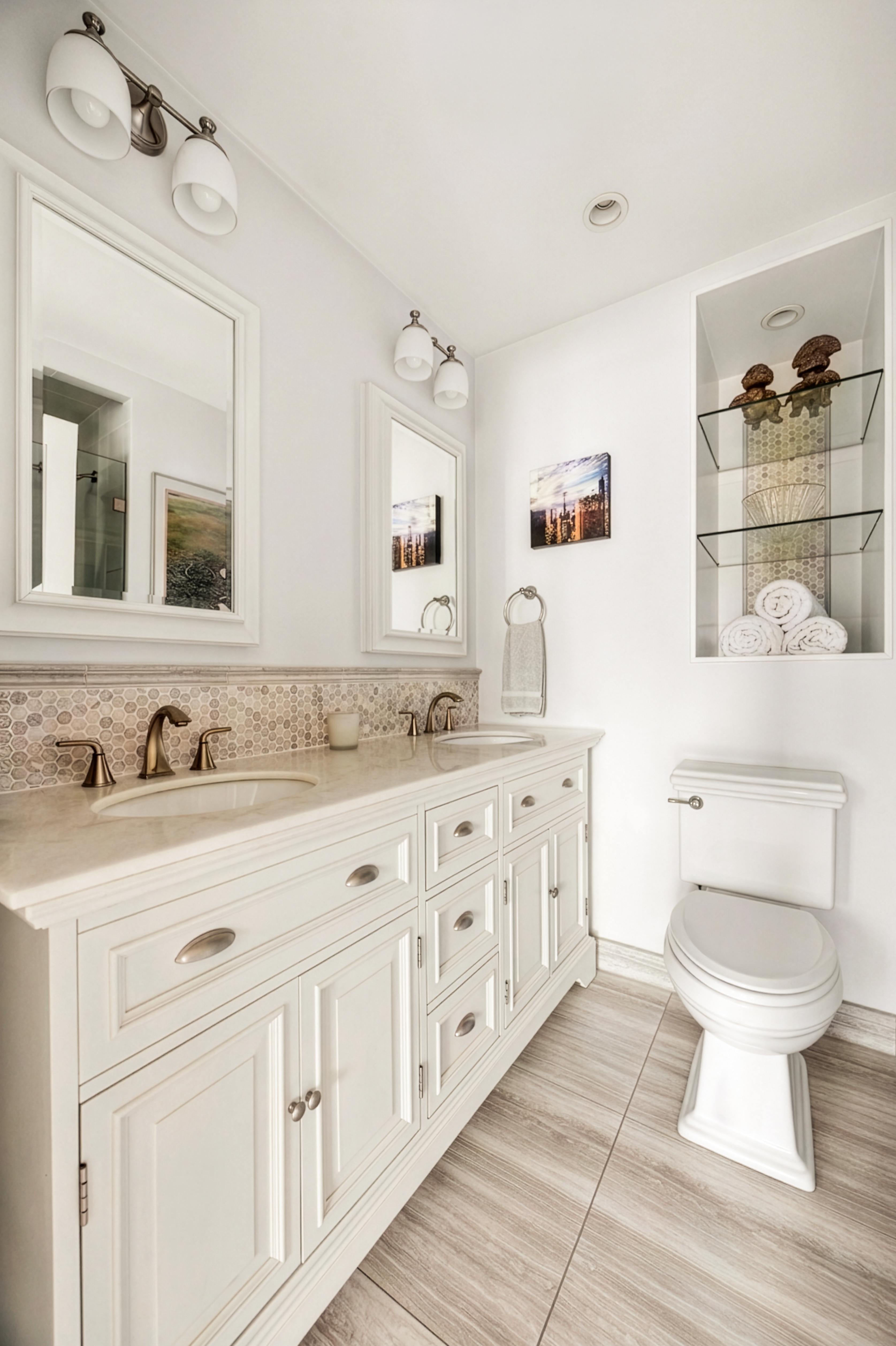 150 West 87th Street, Unit 7C Manhattan, NY 10024 - Photo 12 of 18 a bathroom with a granite countertop toilet sink and mirror