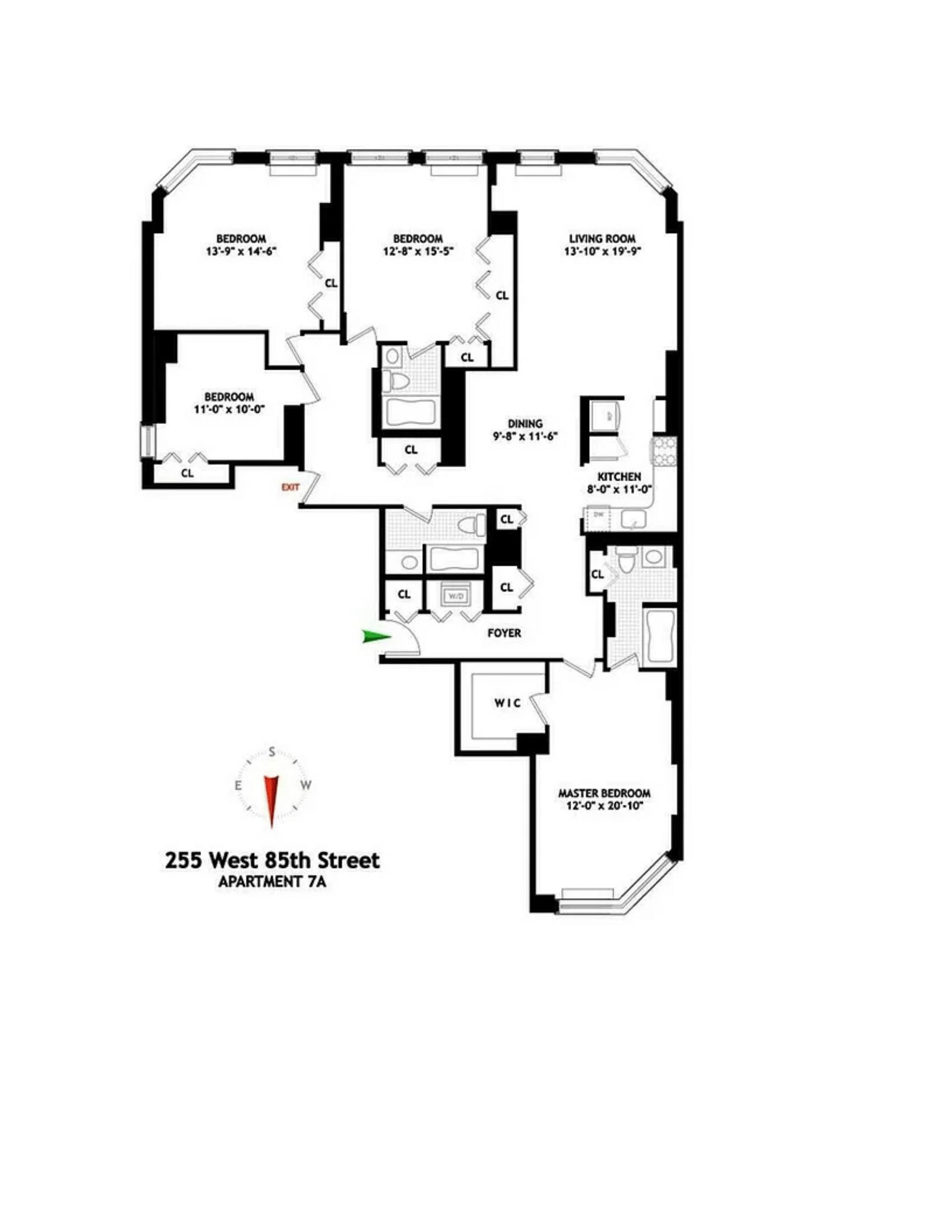 255 West 85th Street, Unit 7A Manhattan, NY 10024 - Photo 7 of 7 a picture of a floor plan
