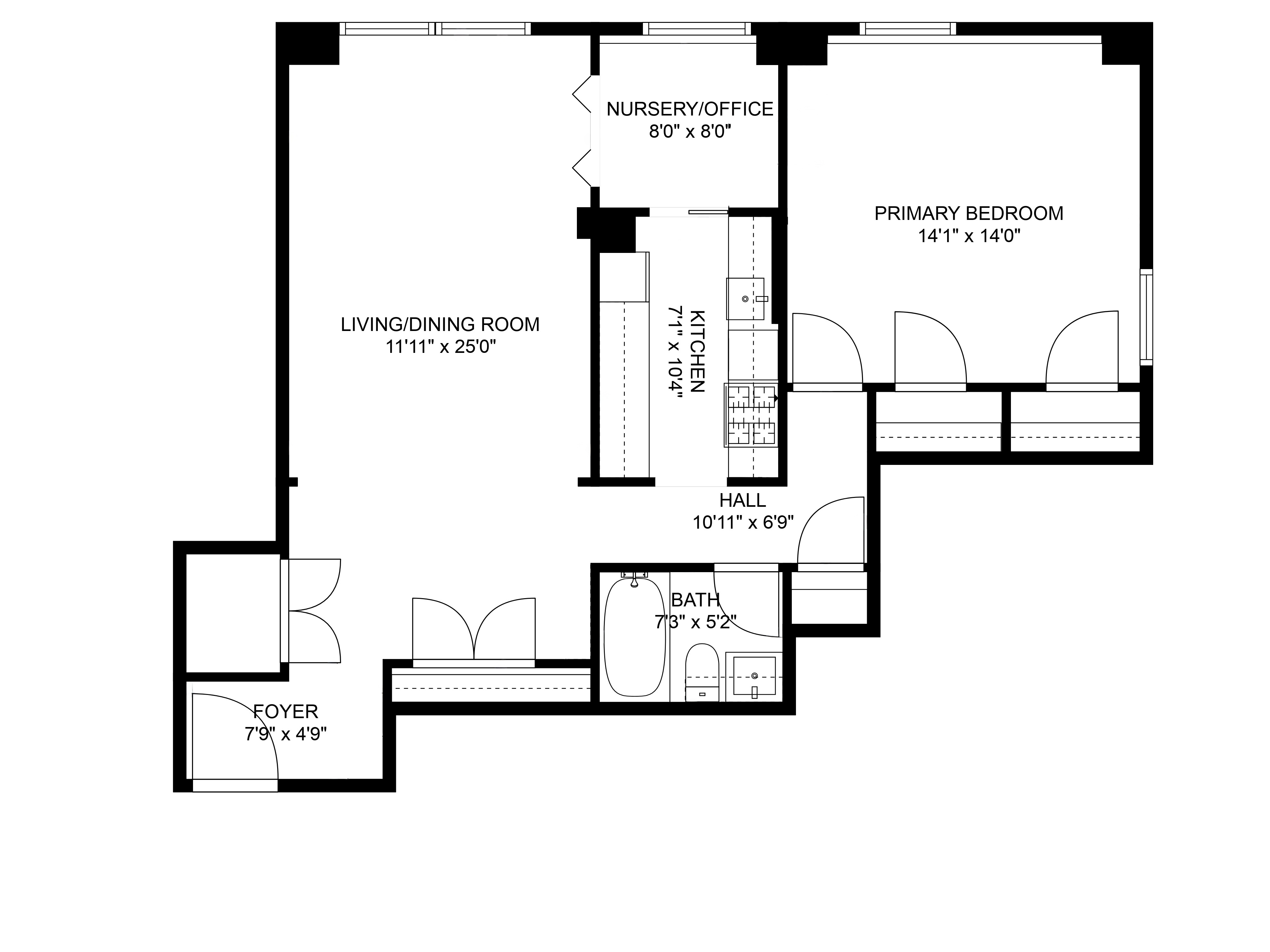 191 Willoughby Street, Unit 12J Brooklyn, NY 11201 - Photo 19 of 19 a picture of a floor plan