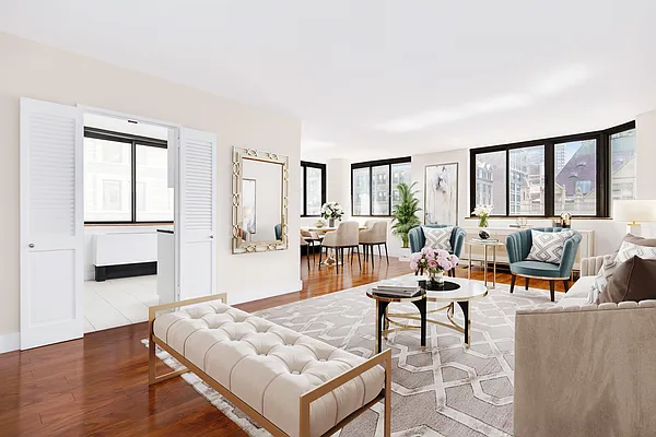 280 Park Avenue South, Unit 7A Manhattan, NY 10010 - Photo 3 of 13 a living room with furniture and floor to ceiling windows