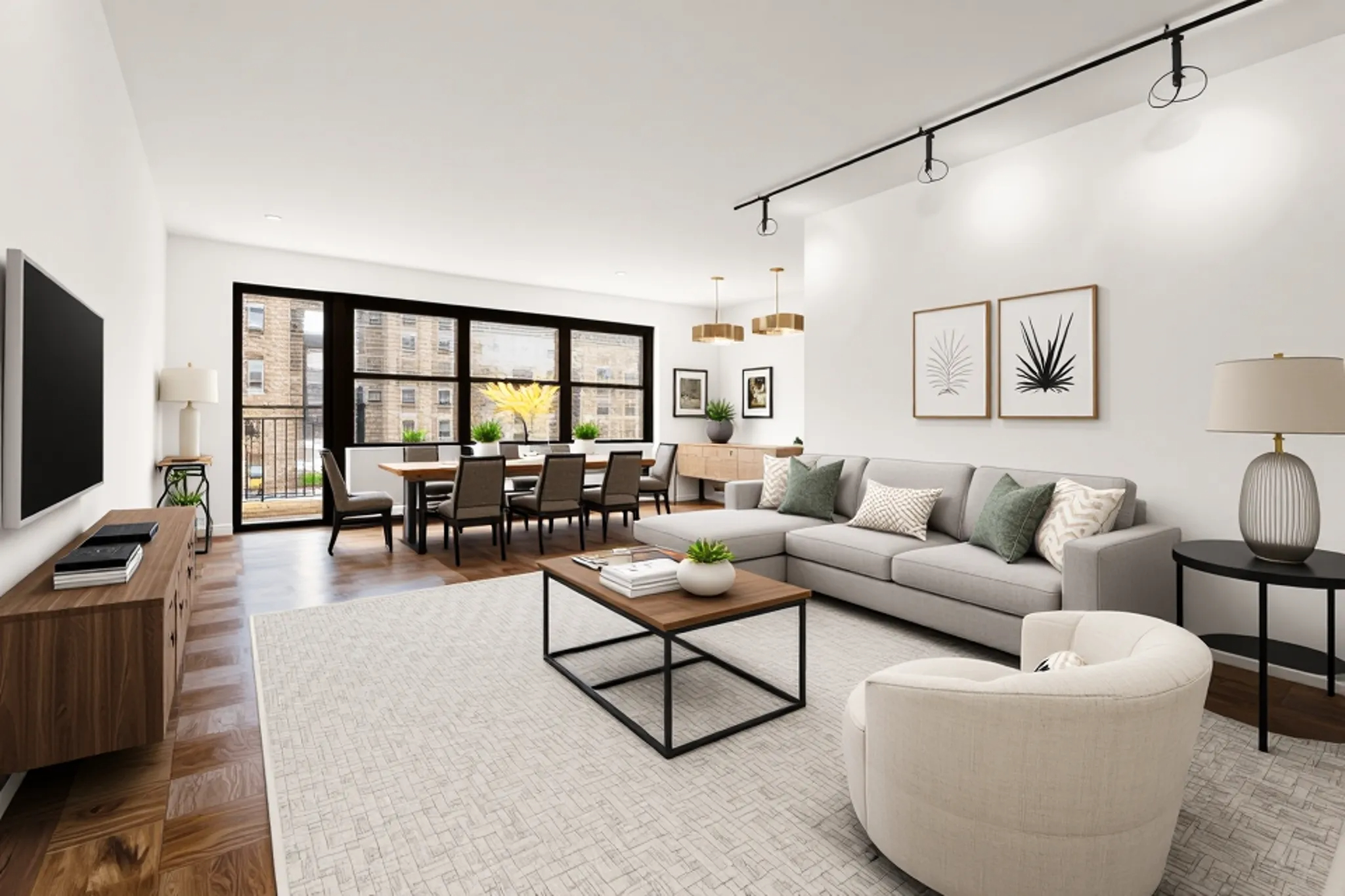 a living room with furniture and a flat screen tv