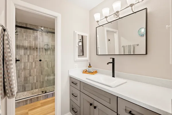 a bathroom with a shower