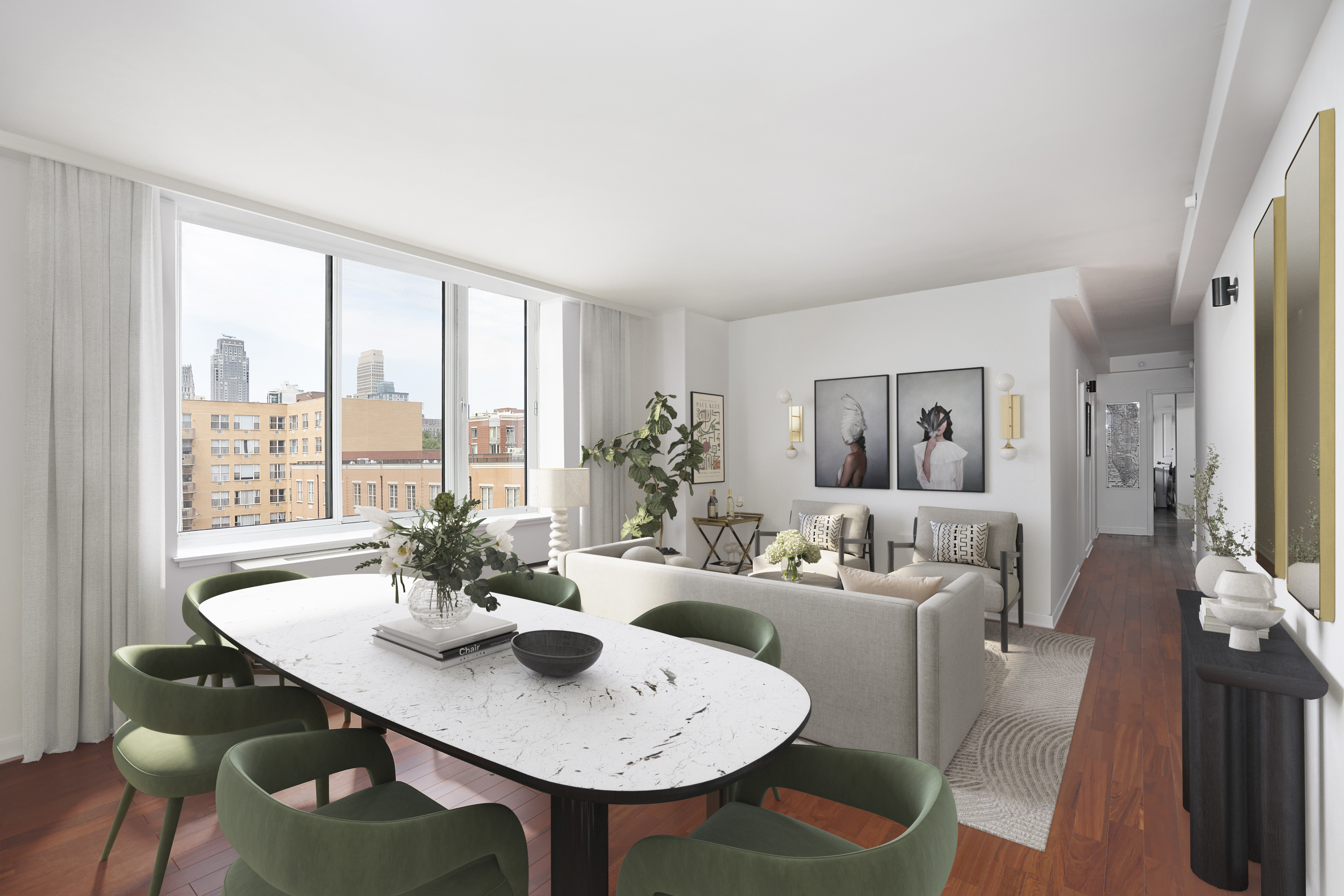 301 West 118th Street, Unit 8A Manhattan, NY 10026 - Photo 2 of 15 a view of a dining room with furniture window and wooden floor