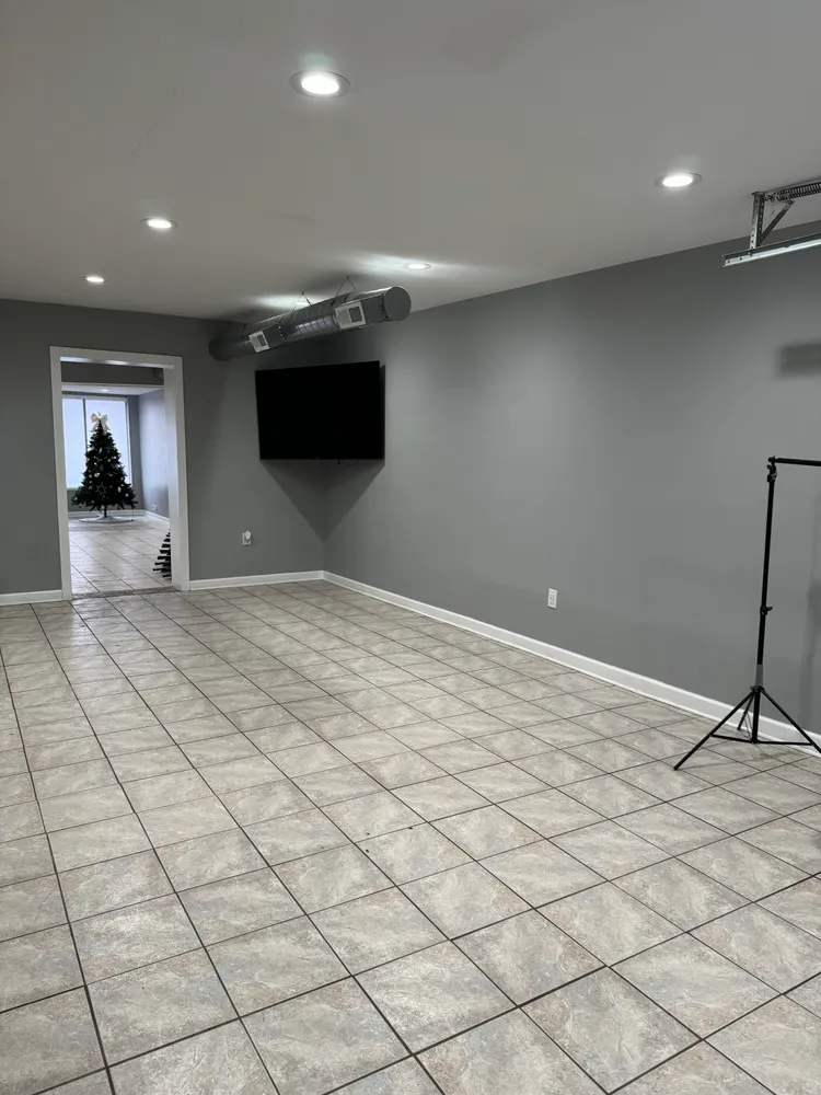 a bedroom with a bed and a walk in closet