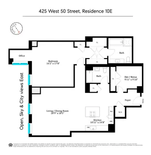 $2,595,000 | 425 West 50th Street, Unit 10E | Hell's Kitchen