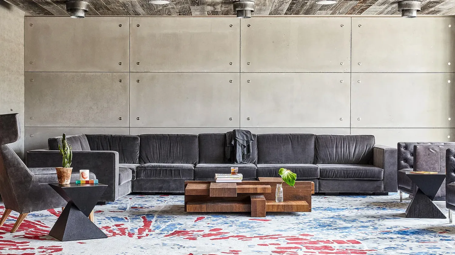 a living room with furniture