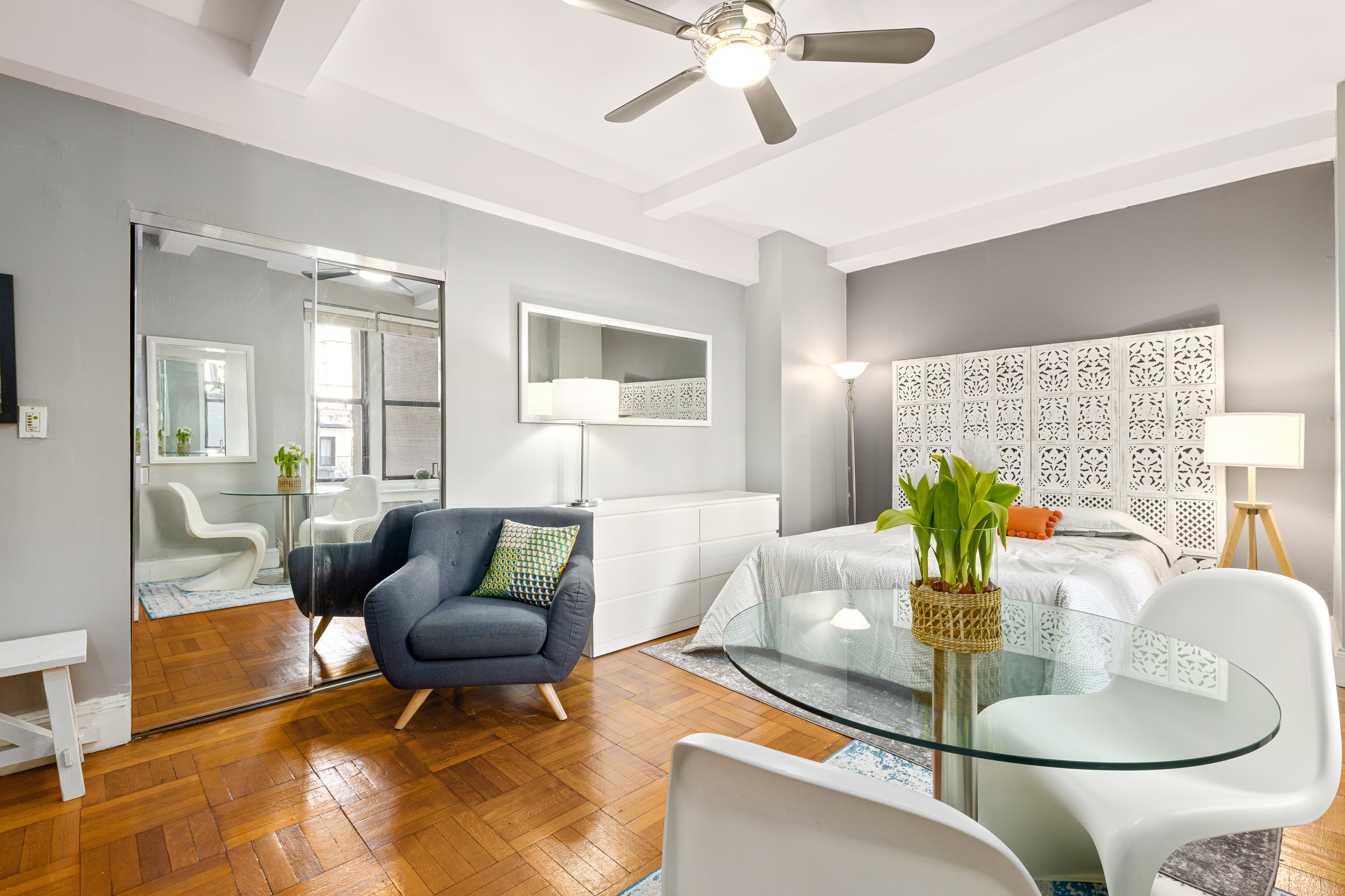 225 Central Park West, Unit 420A Manhattan, NY 10024 - Photo 3 of 14 a living room with furniture and a table