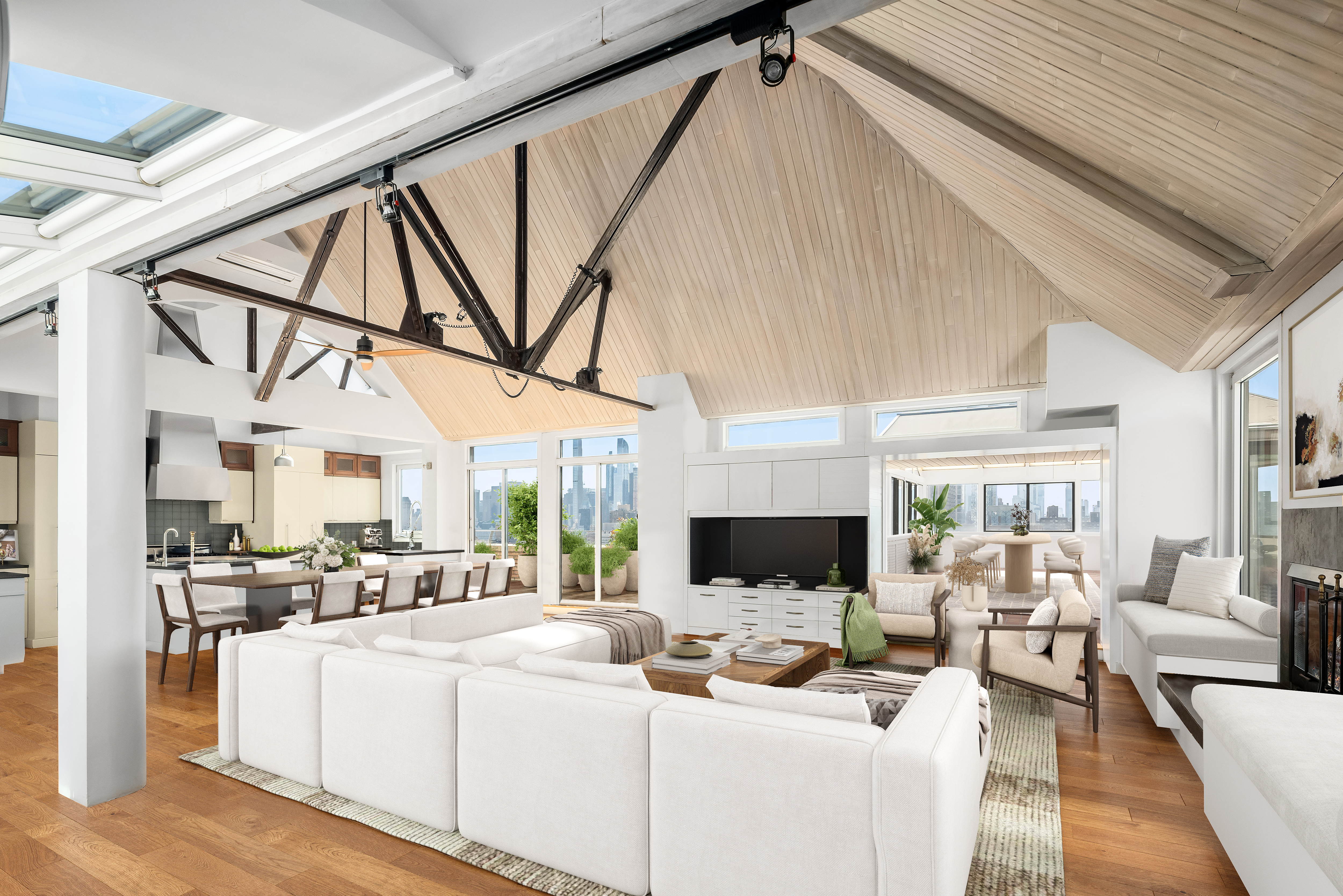 2166 Broadway, Unit PH Manhattan, NY 10024 - Photo 1 of 37 a living room with stainless steel appliances furniture and a flat screen tv