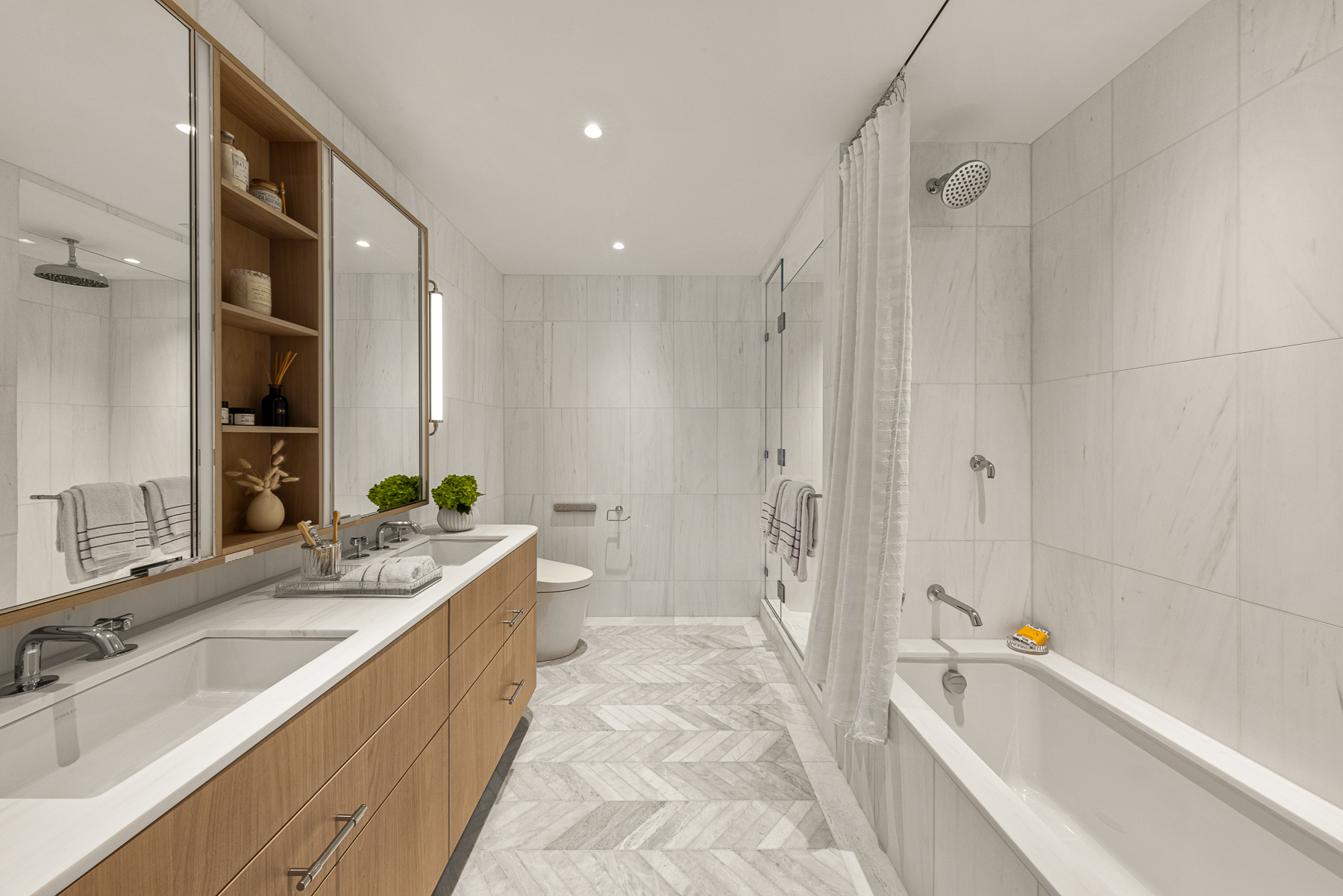 250 West 96th Street, Unit 5F Manhattan, NY 10025 - Photo 6 of 25 a bathroom with a granite countertop tub sink and mirror