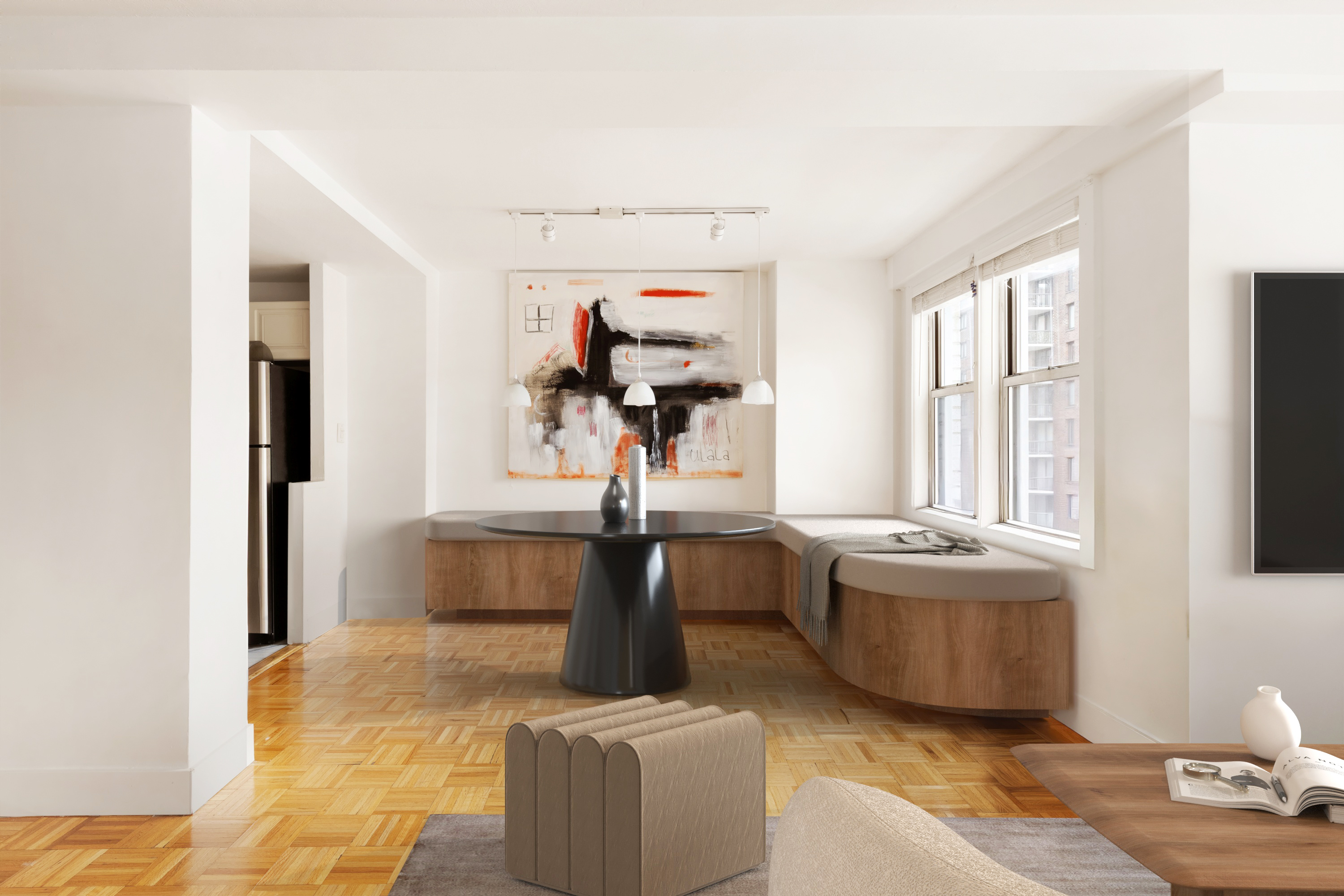 525 East 82nd Street, Unit 12E Manhattan, NY 10028 - Photo 14 of 29 a living room with fireplace furniture and a window