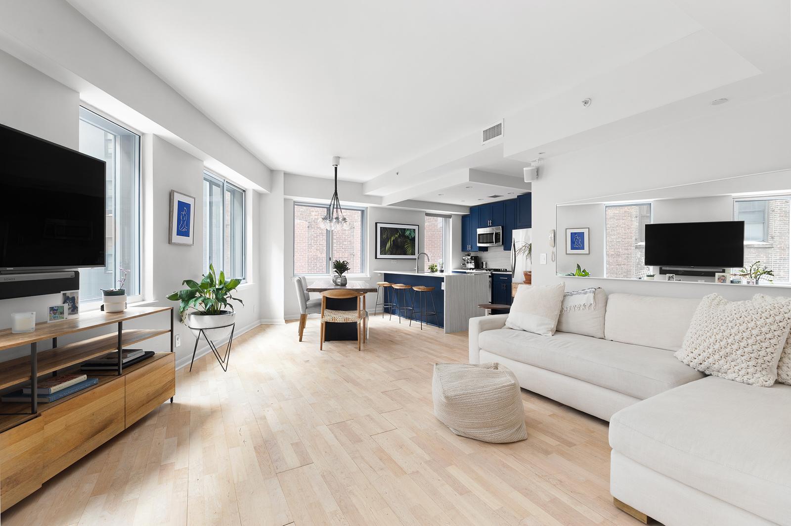 133 Water Street, Unit 5A Brooklyn, NY 11201 - Photo 1 of 13 a living room with furniture and a flat screen tv