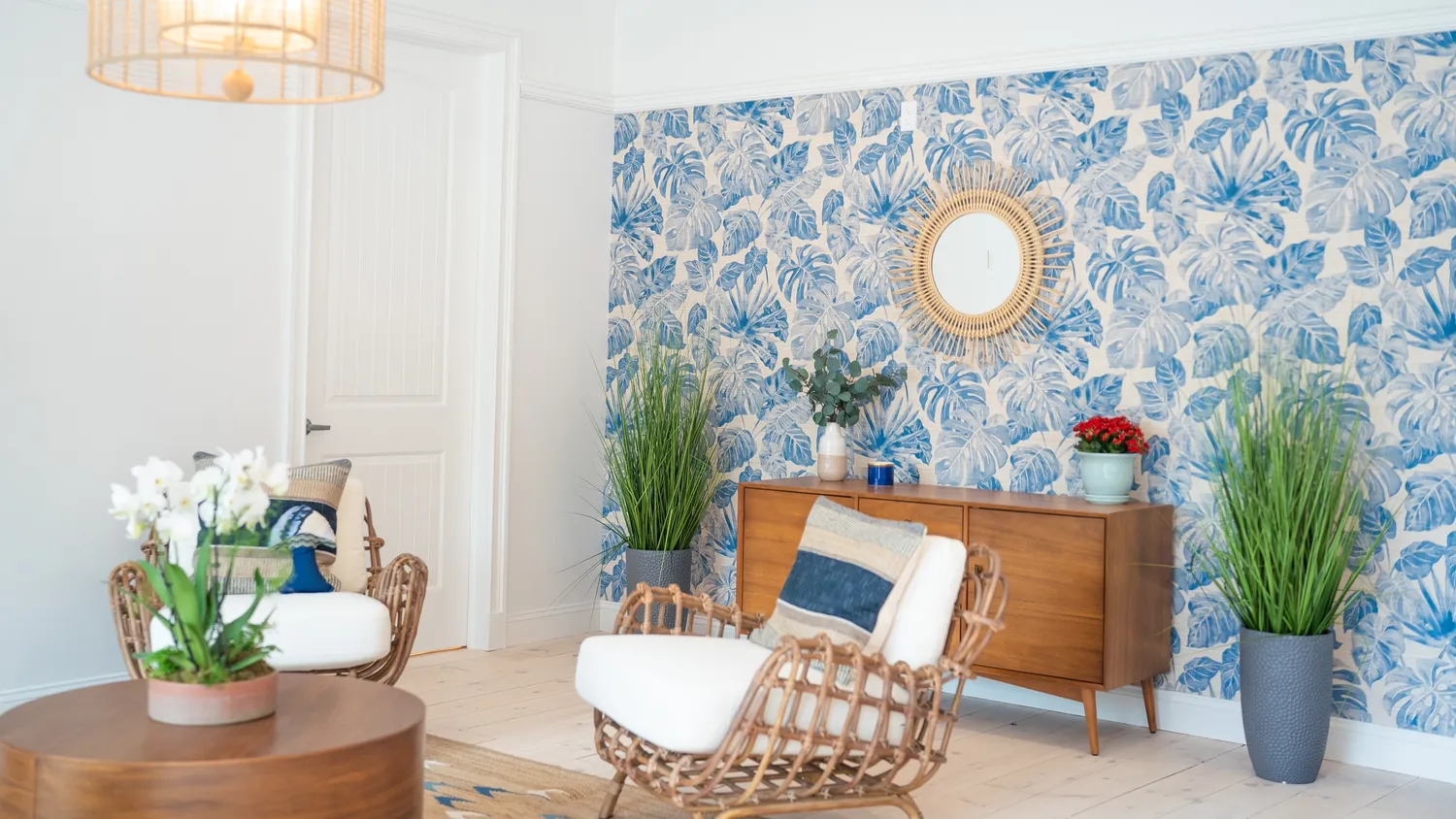 a living room with furniture