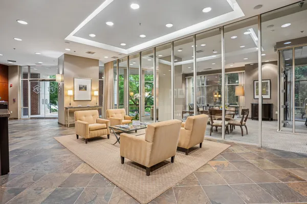 a living room with furniture