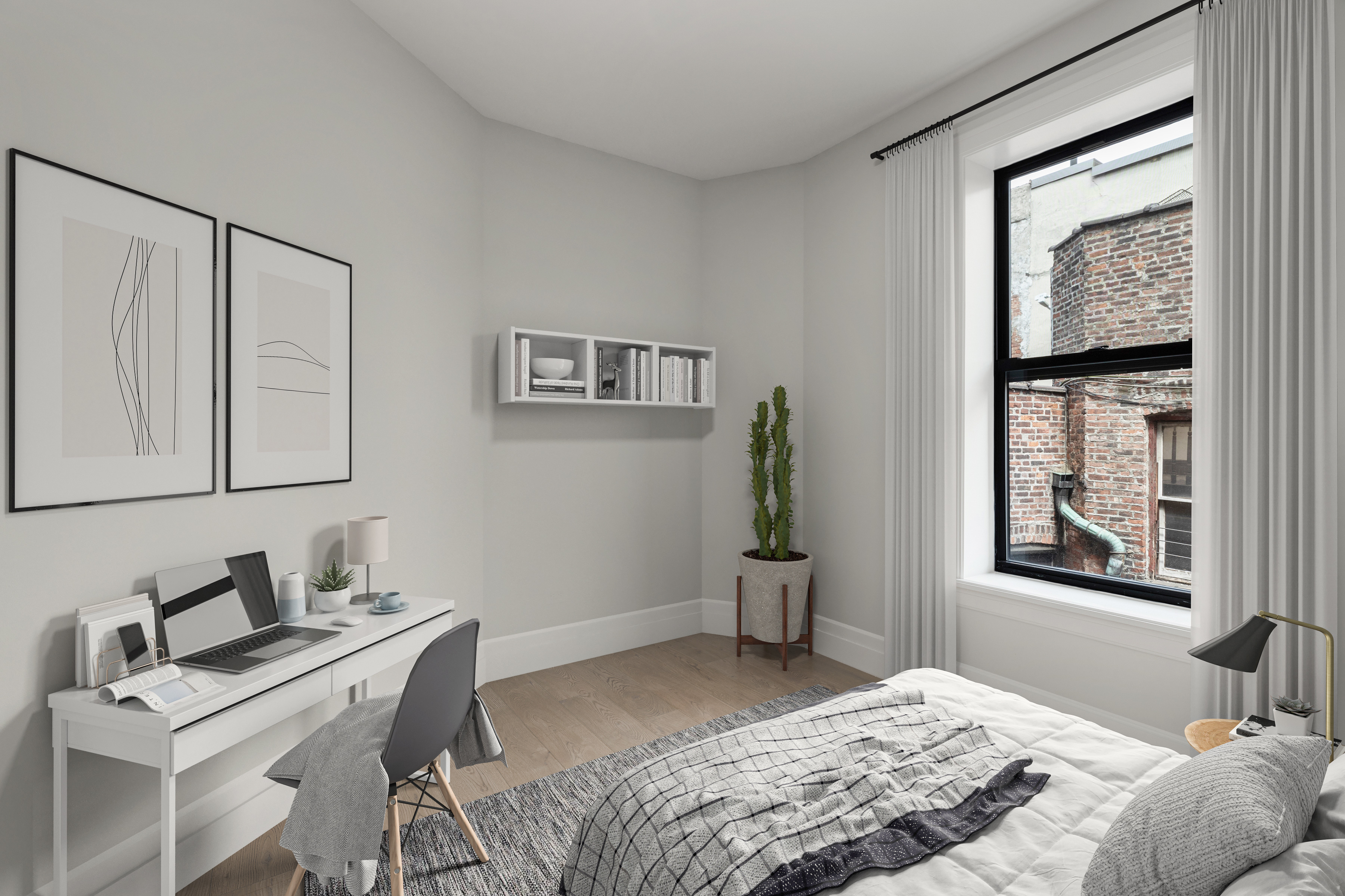 14 Bedford Street, Unit 7 Manhattan, NY 10014 - Photo 3 of 5 a bedroom with a bed and a desk