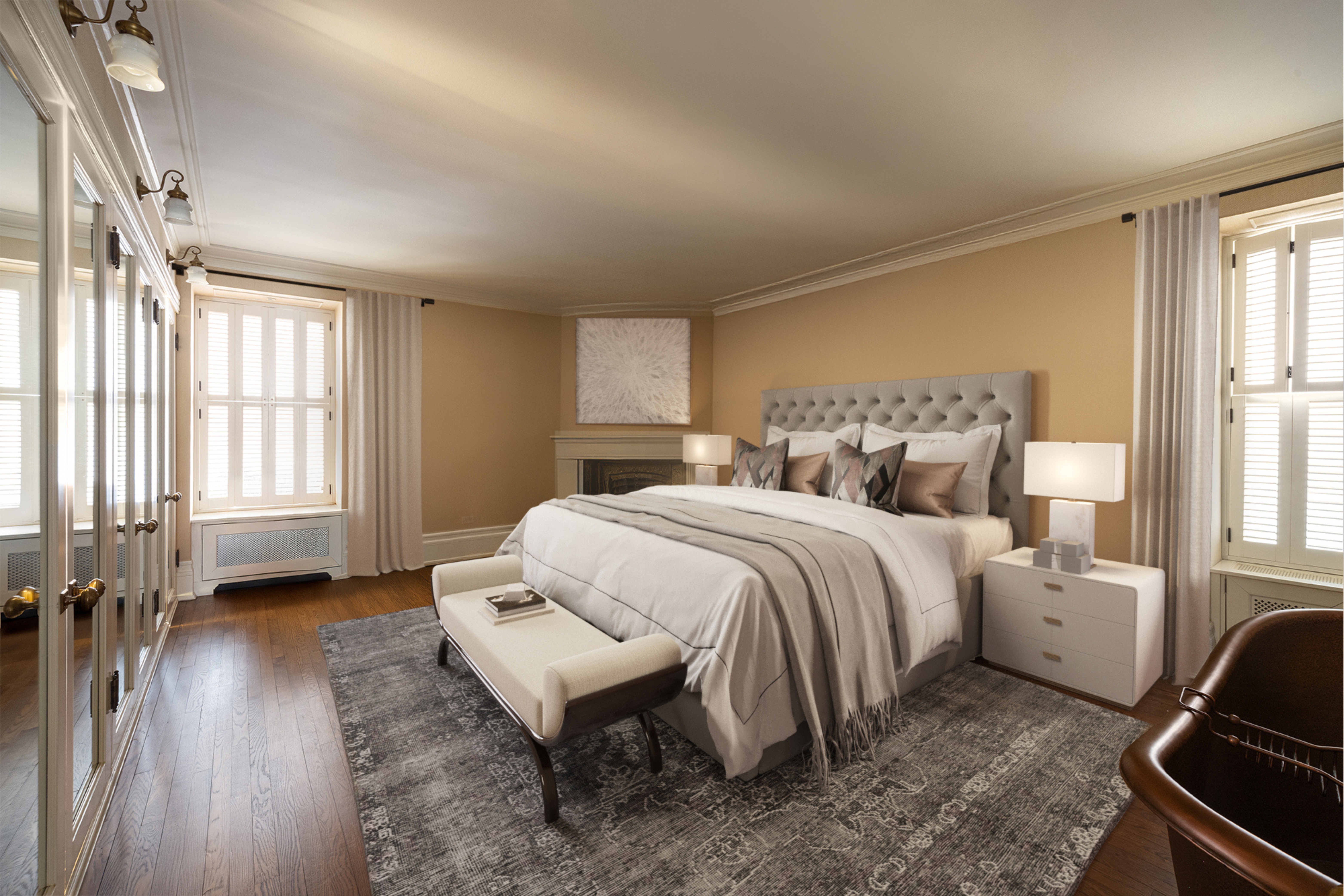 205 West 57th Street, Unit 4B Manhattan, NY 10019 - Photo 10 of 14 a bedroom with a bed and wooden floor