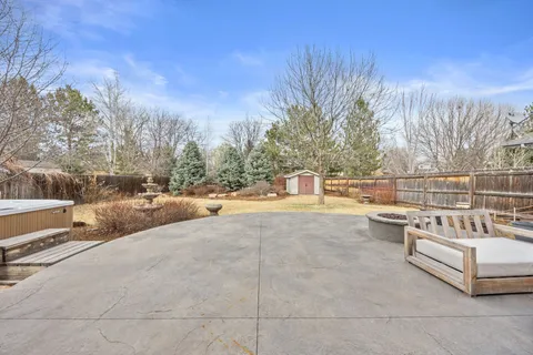 a view of a terrace with a bench