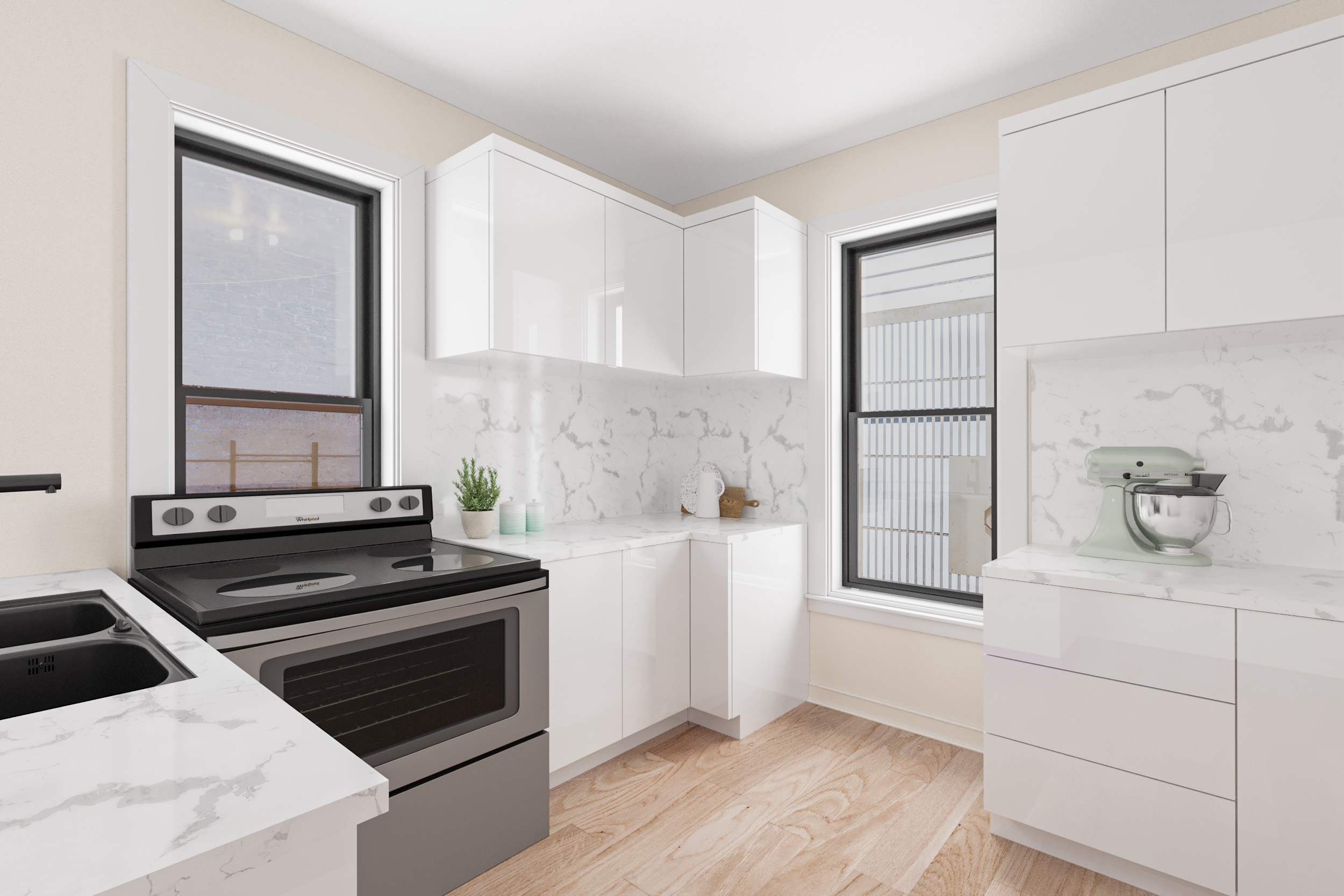 282 Manhattan Avenue, Unit 3N Manhattan, NY 10026 - Photo 11 of 17 a kitchen with a stove and white cabinet