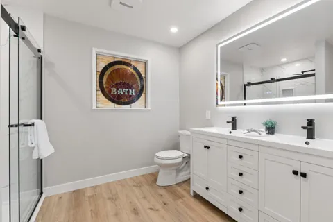 a bathroom with a shower