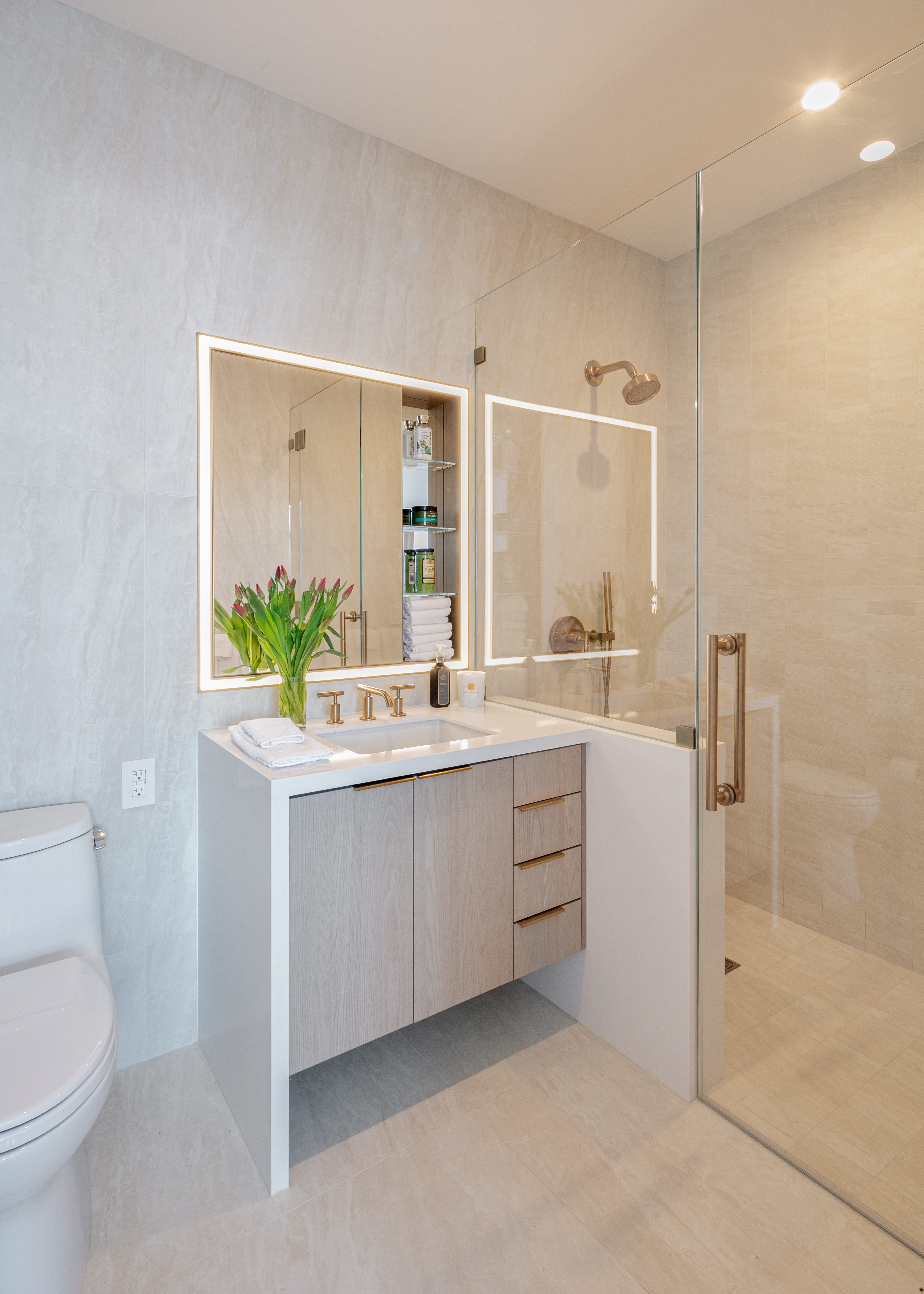 45-3 Ct Square West, Unit PH202 Queens, NY 11101 - Photo 5 of 12 a bathroom with a sink and a mirror