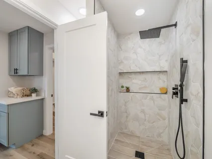 a bathroom with a shower