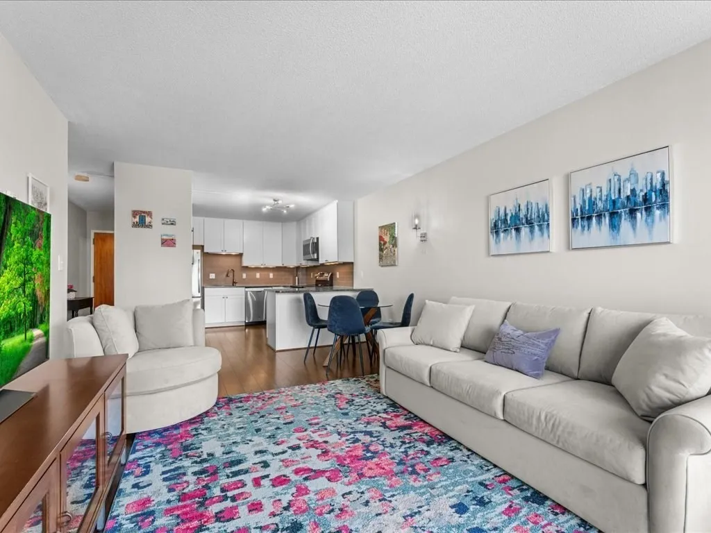 a living room with furniture and a rug