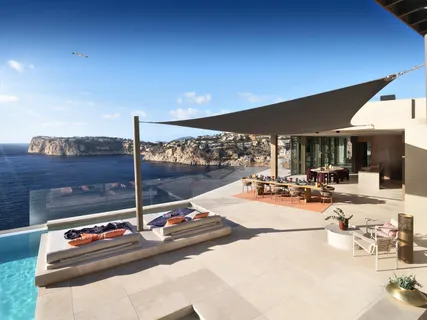 a outdoor space with lots of tables and chairs