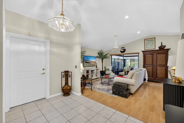 a living room with furniture