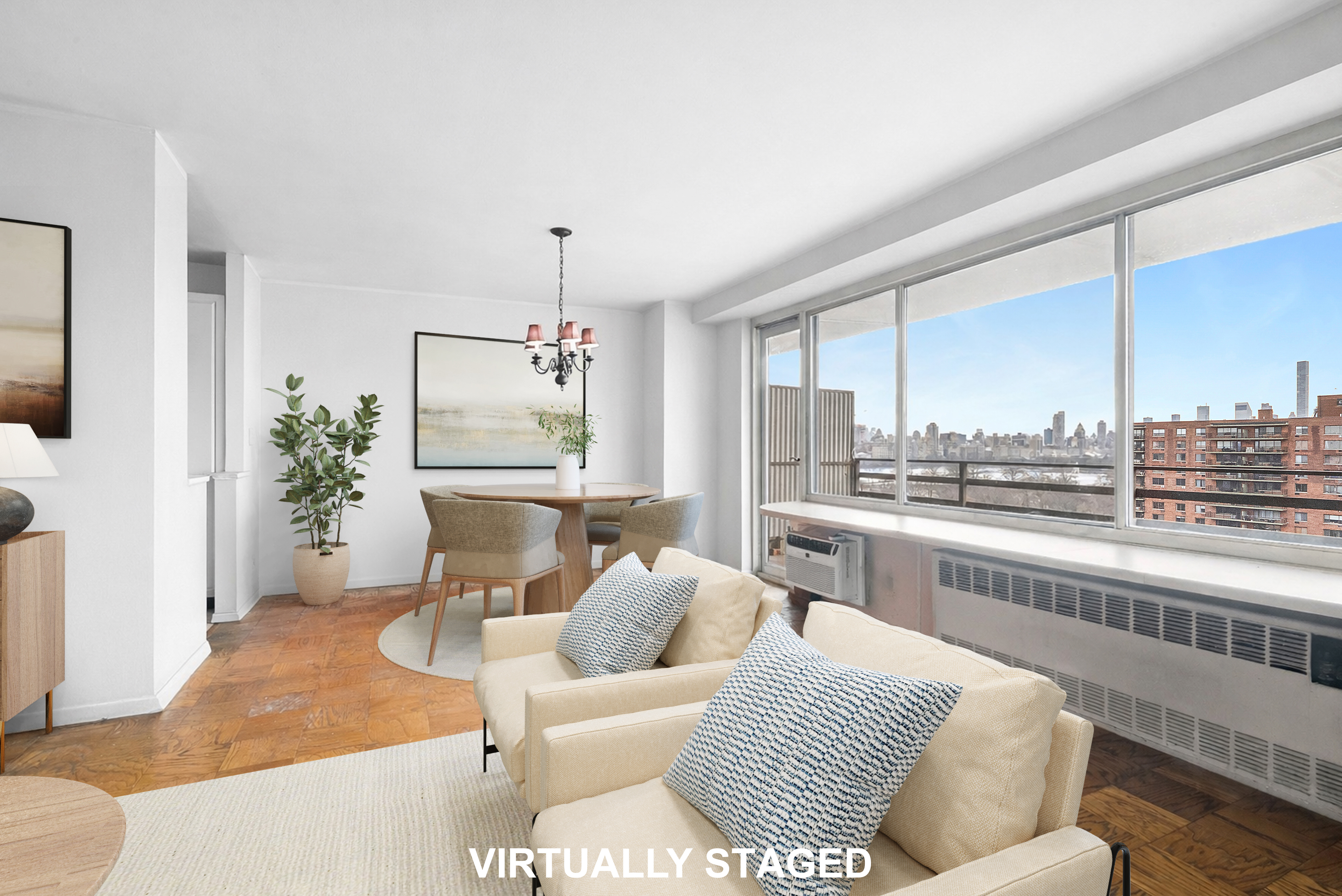 400 Central Park West, Unit 20B Manhattan, NY 10025 - Photo 2 of 11 a living room with furniture and a large window