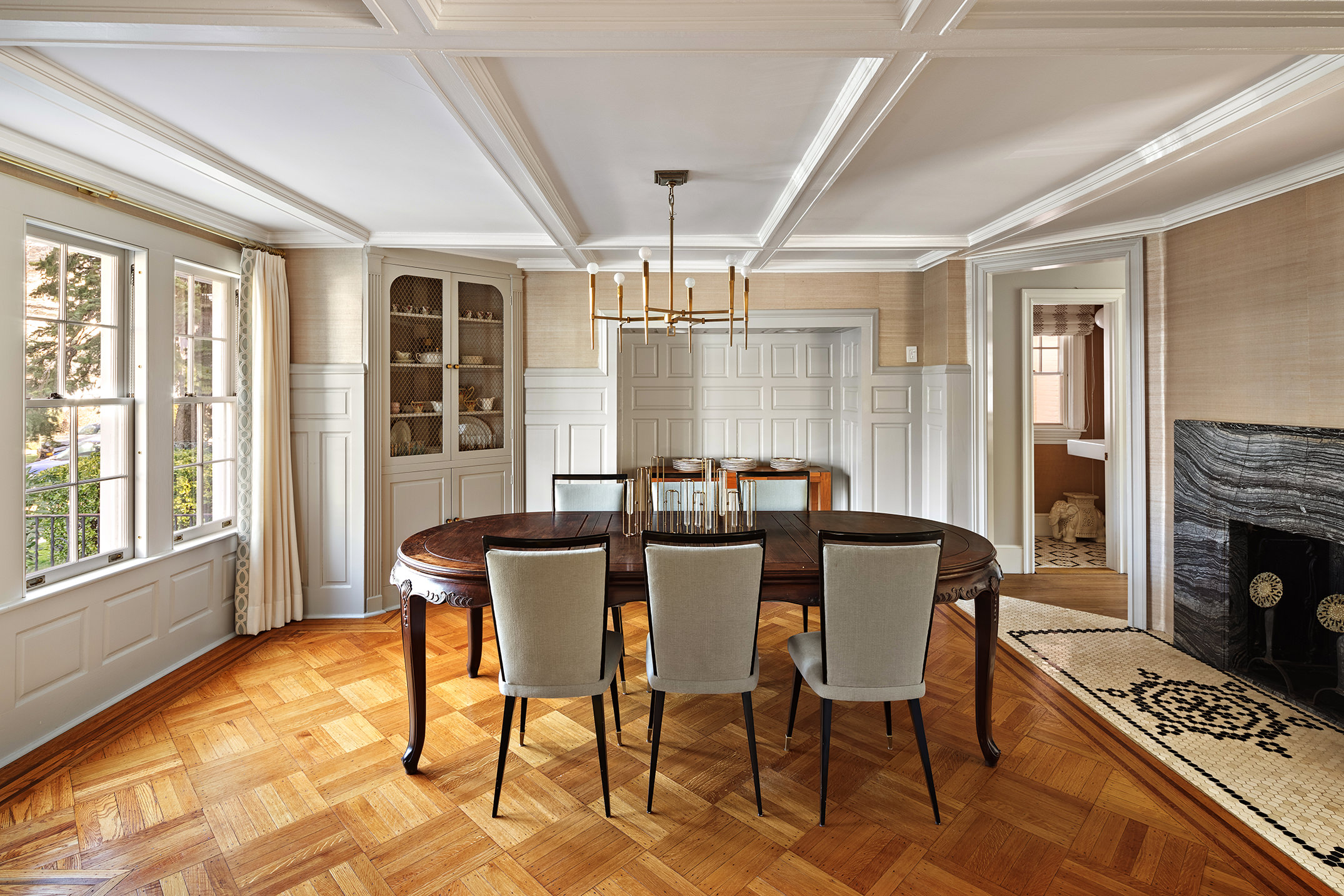 162 Argyle Road Brooklyn, NY 11218 - Photo 7 of 25 a dining room with furniture a chandelier and wooden floor