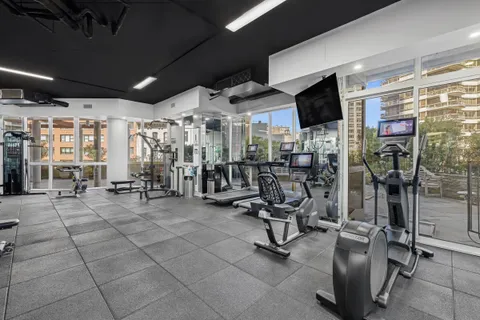 a view of a room with gym equipment