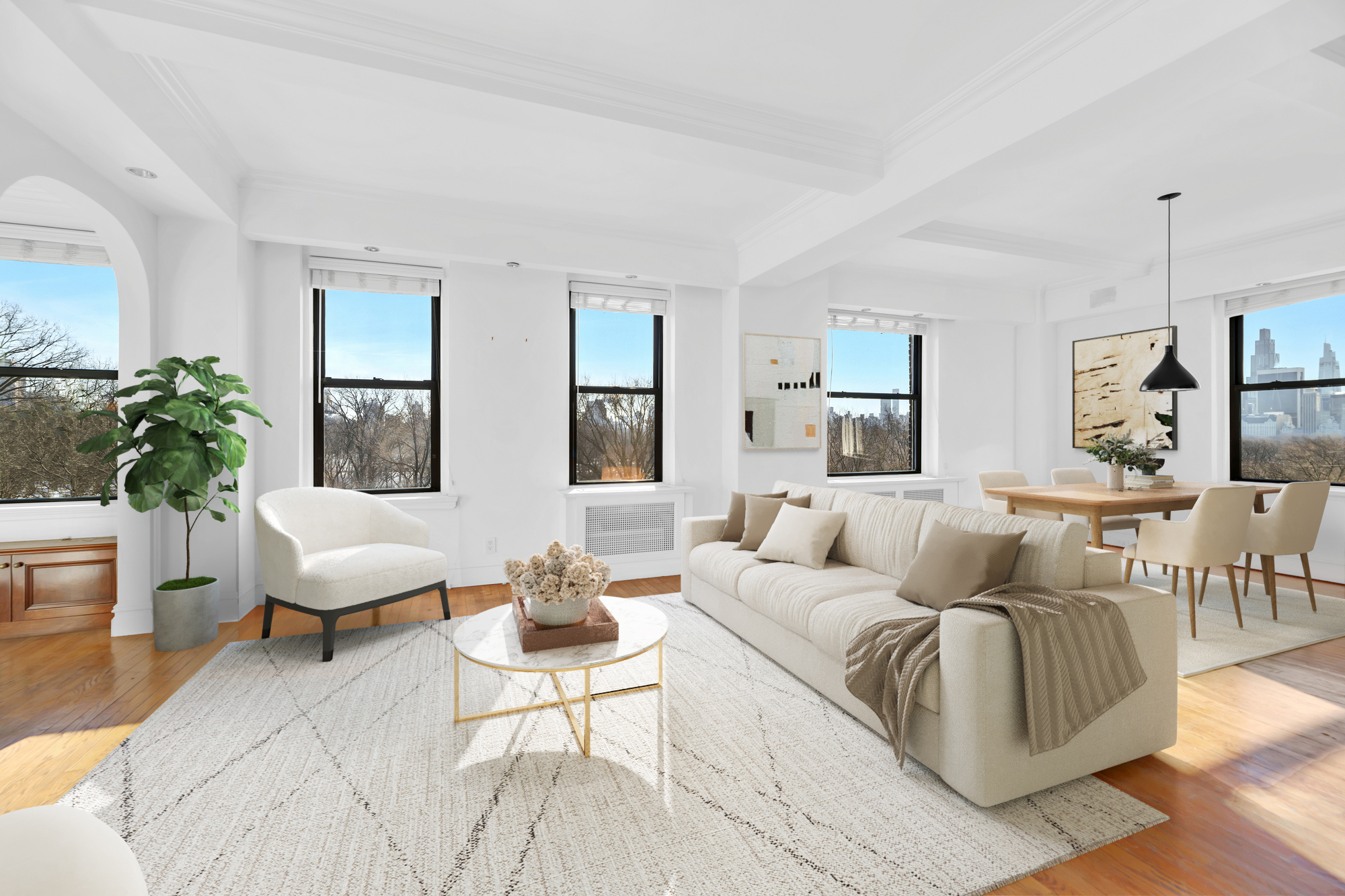 225 Central Park West, Unit 801 Manhattan, NY 10024 - Photo 1 of 21 a living room with furniture potted plant and window