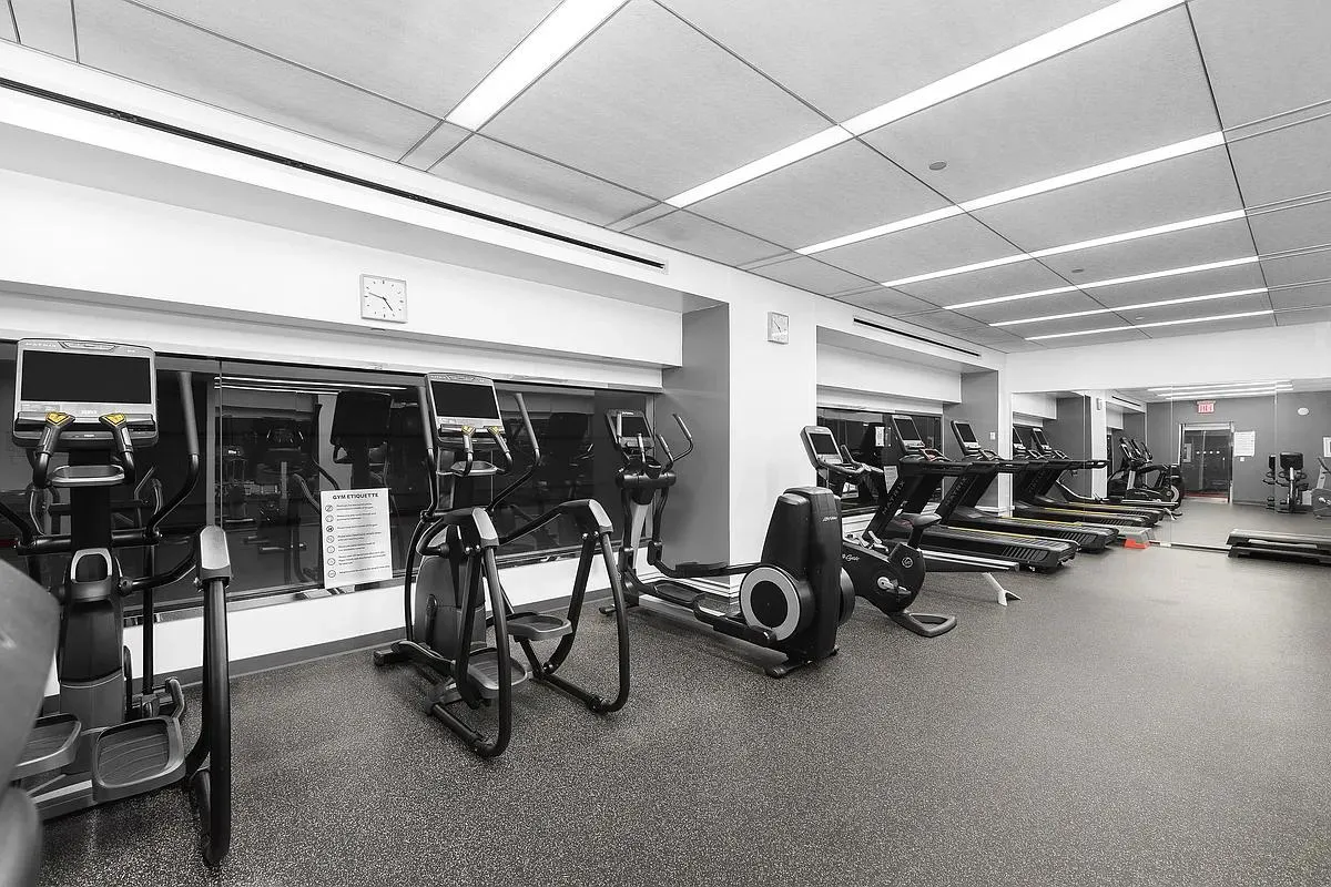 a view of a room with gym equipment