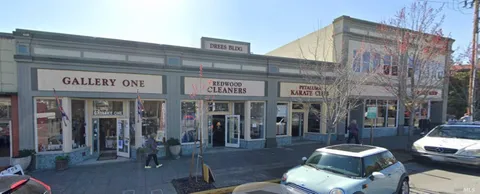 a building outdoor space with patio furniture