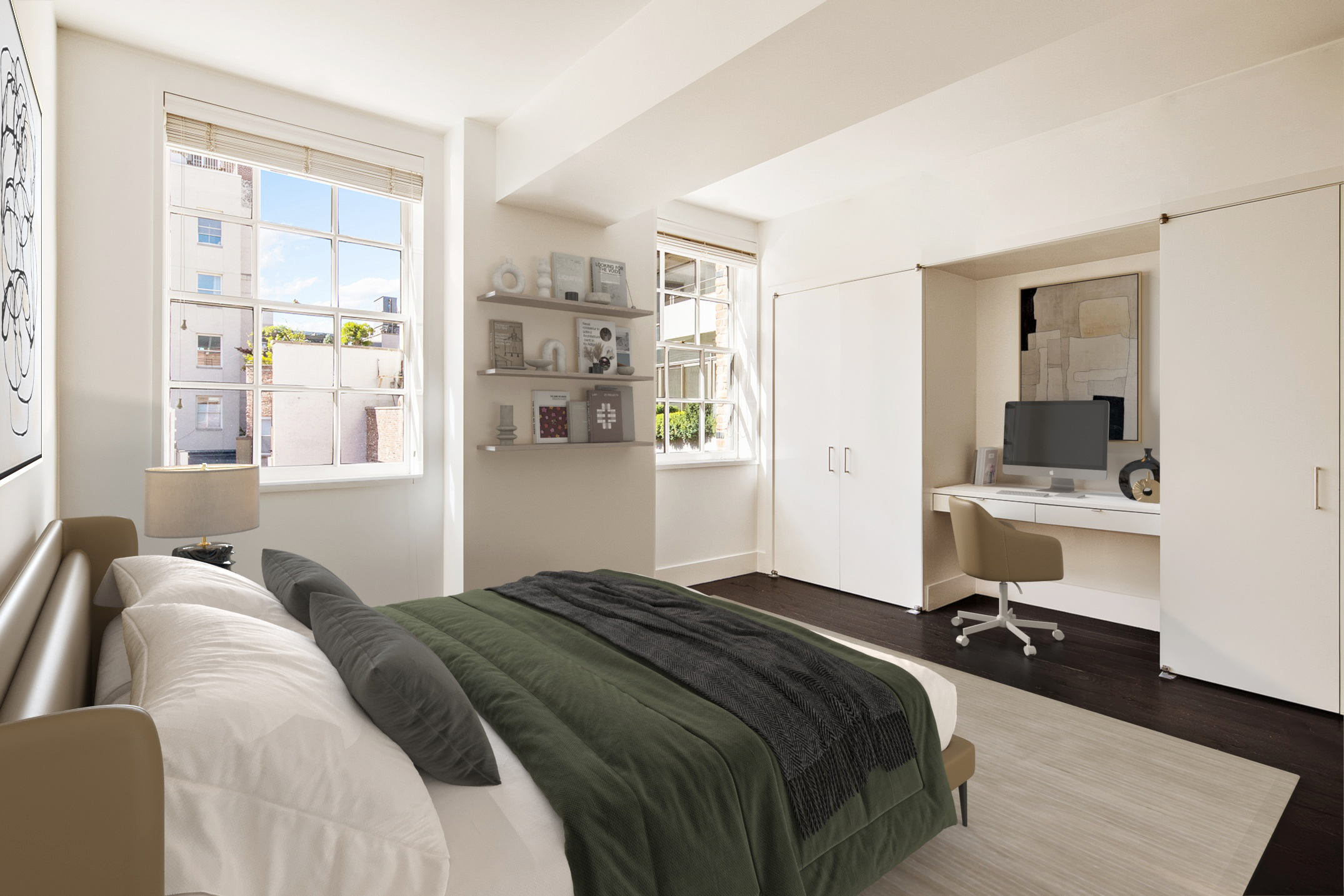 169 Hudson Street, Unit 6S Manhattan, NY 10013 - Photo 7 of 12 a bedroom with a bed and a large window