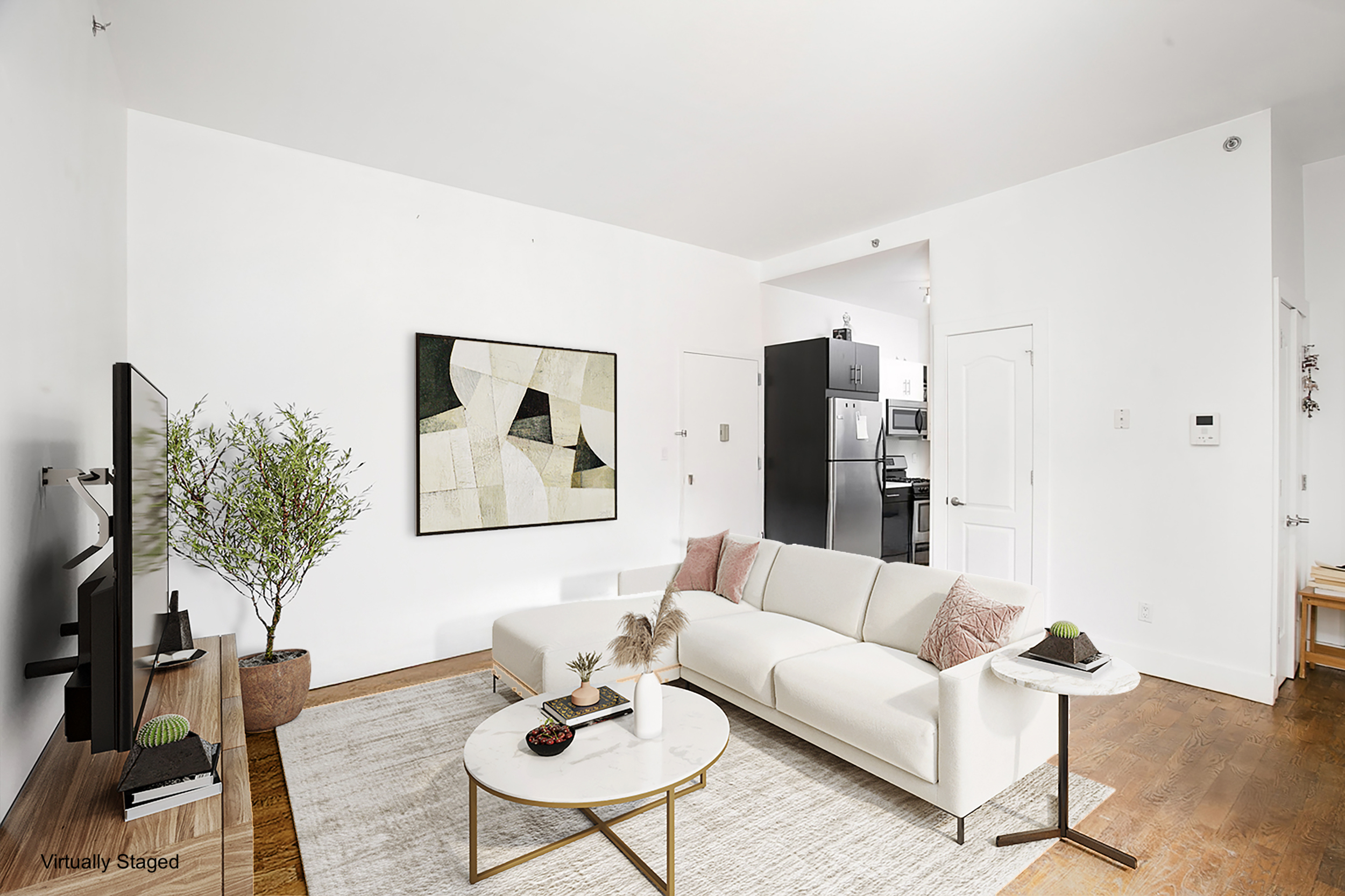59 Hawthorne Street, Unit 3D Brooklyn, NY 11225 - Photo 3 of 6 a living room with furniture and a large window
