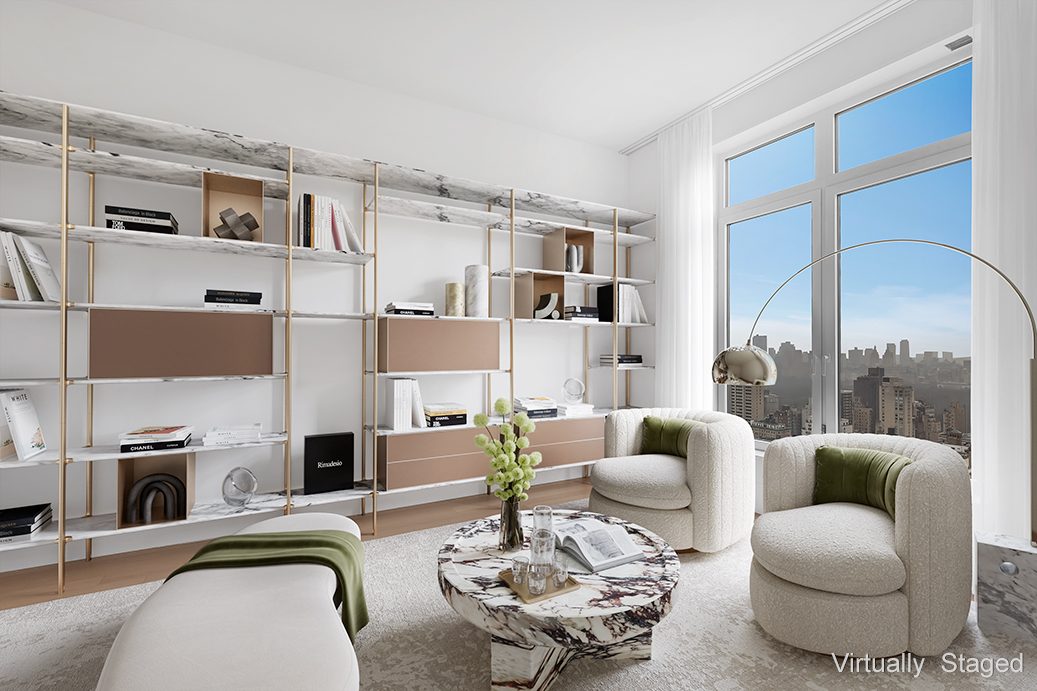 200 East 83rd Street, Unit 34A Manhattan, NY 10028 - Photo 5 of 34 a living room with furniture fireplace and a large window