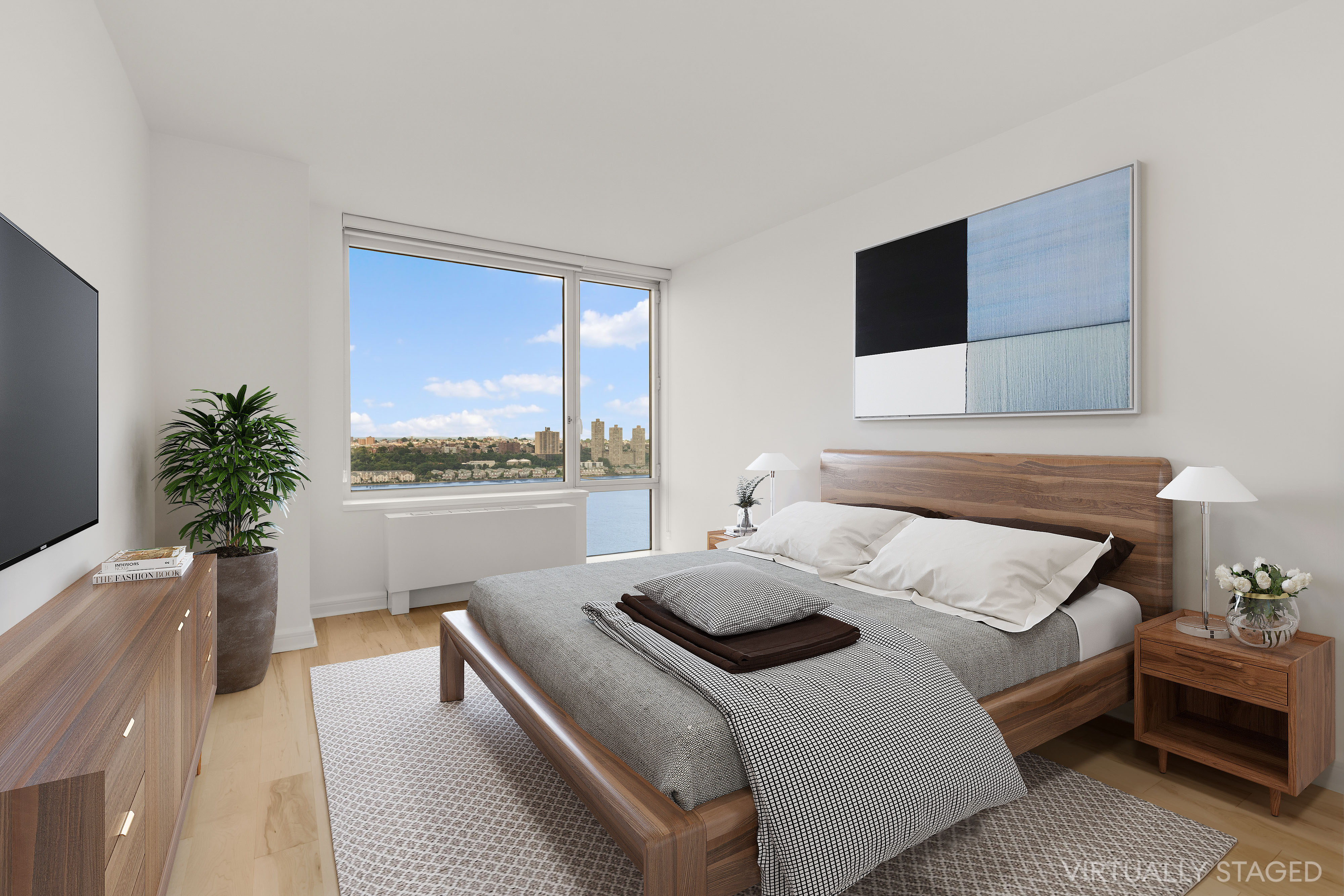 100 Riverside Boulevard, Unit 29C Manhattan, NY 10069 - Photo 6 of 15 a bedroom with a bed and a potted plant