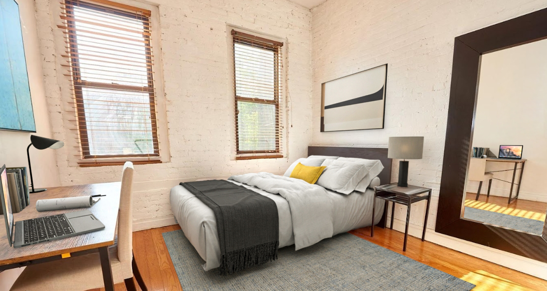 170 Elizabeth Street, Unit 1 Manhattan, NY 10012 - Photo 7 of 16 a bedroom with a bed chair and a large window