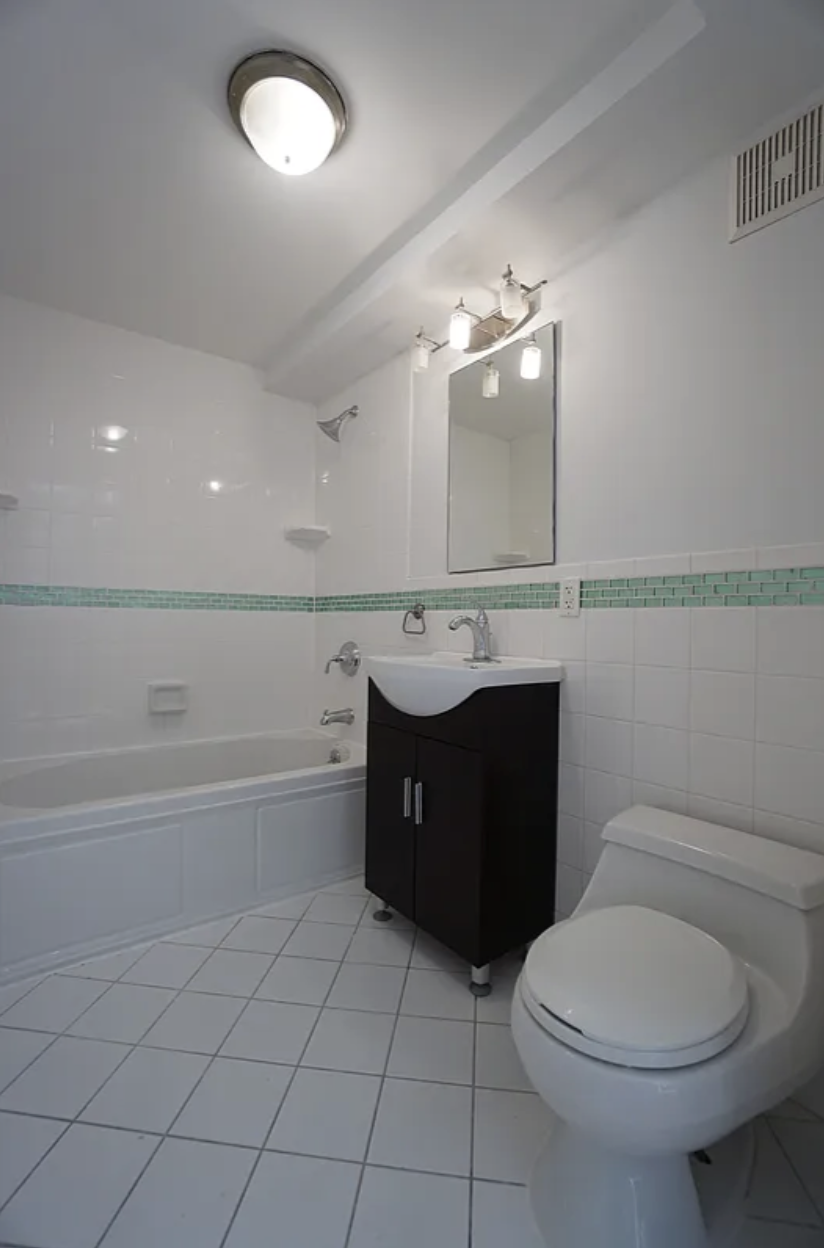42-44 Meserole Street, Unit 2 Brooklyn, NY 11206 - Photo 7 of 8 a bathroom with a toilet a sink and mirror