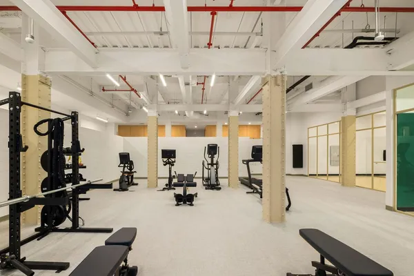 a view of a room with gym equipment