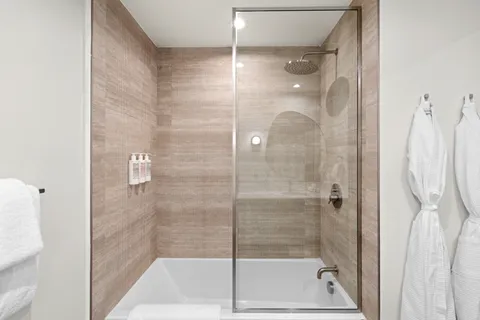 a bathroom with a shower