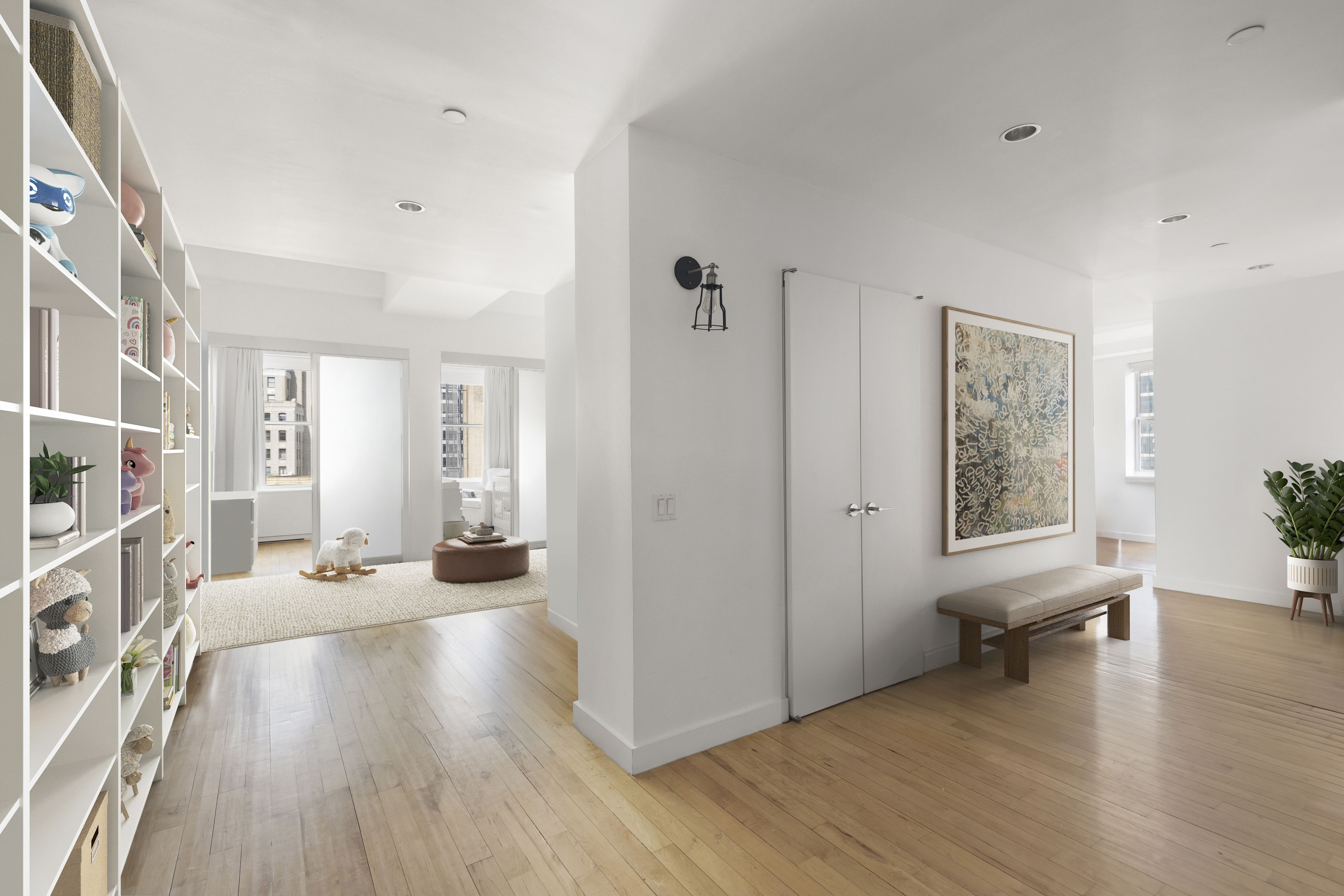 15 Broad Street, Unit 3100 Manhattan, NY 10005 - Photo 10 of 27 a living room with furniture and wooden floors
