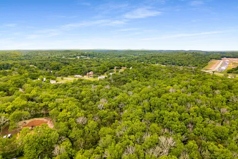 a view of a field with an ocean