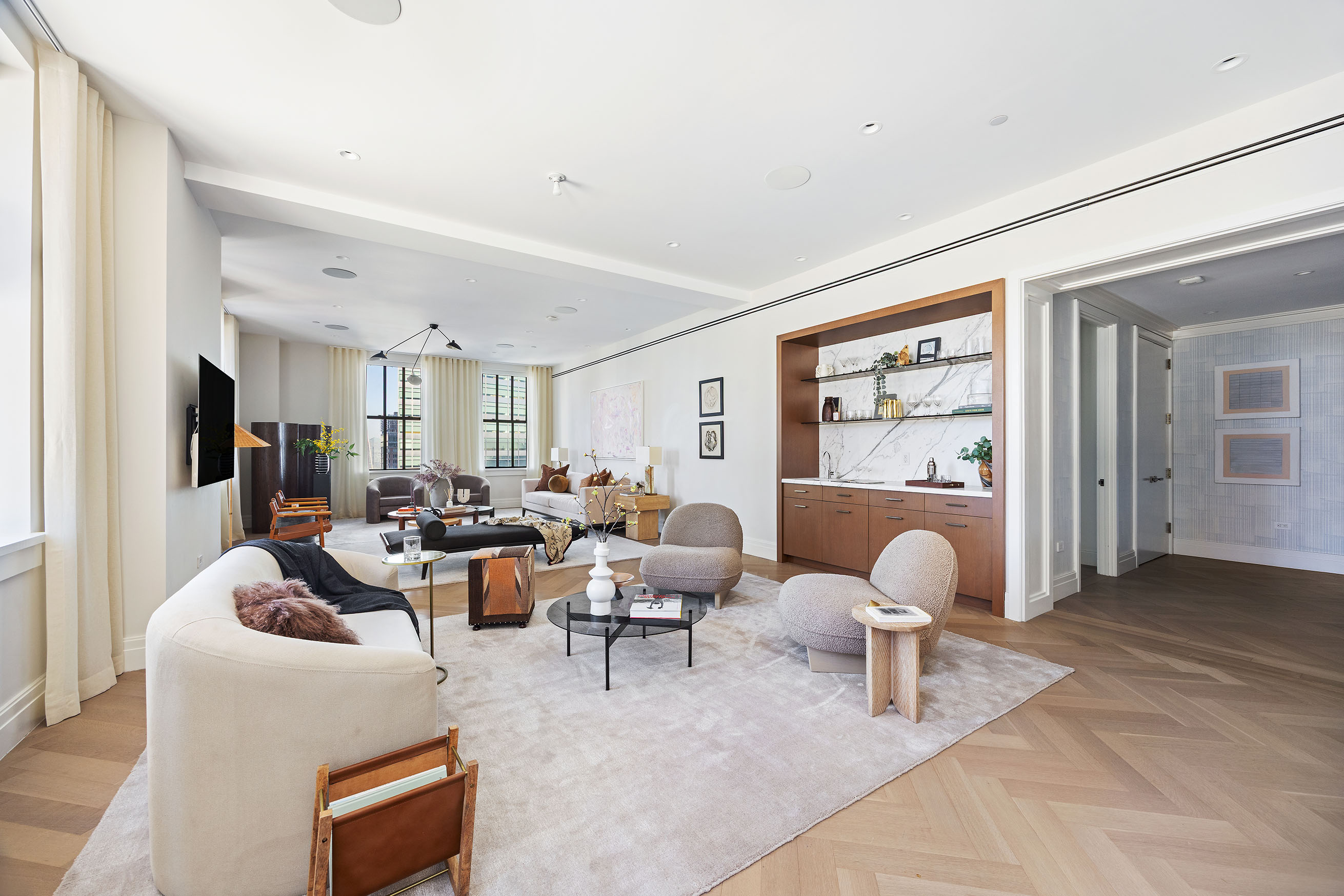100 Barclay Street, Unit 21AD Manhattan, NY 10007 - Photo 6 of 37 a living room with furniture and a window
